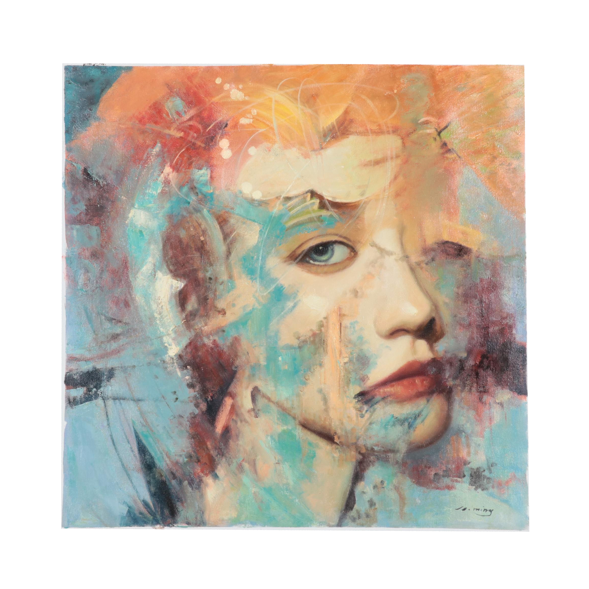 Expressionist Style Oil Painting of Figure, 21st Century