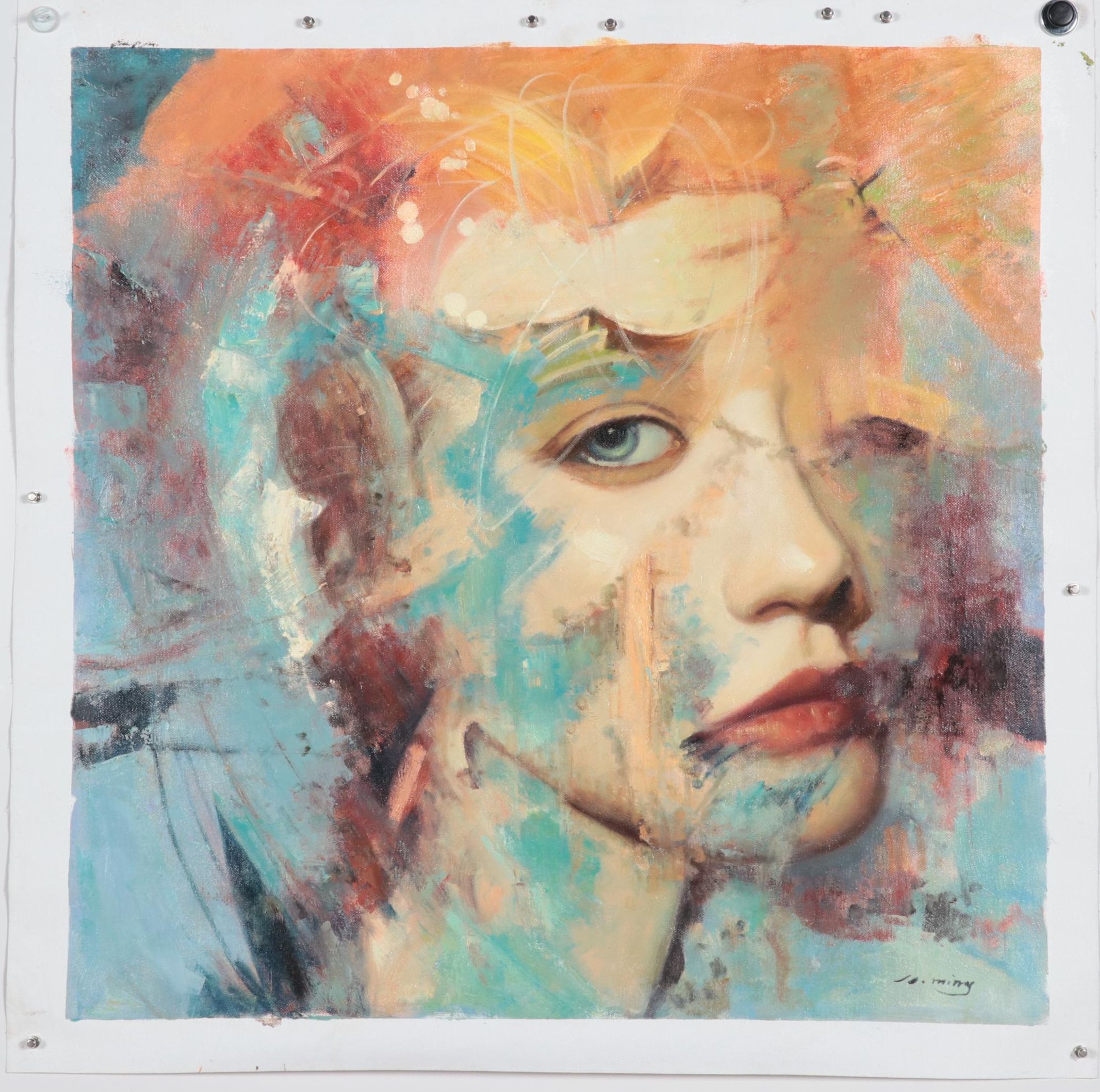 Expressionist Style Oil Painting of Figure, 21st Century