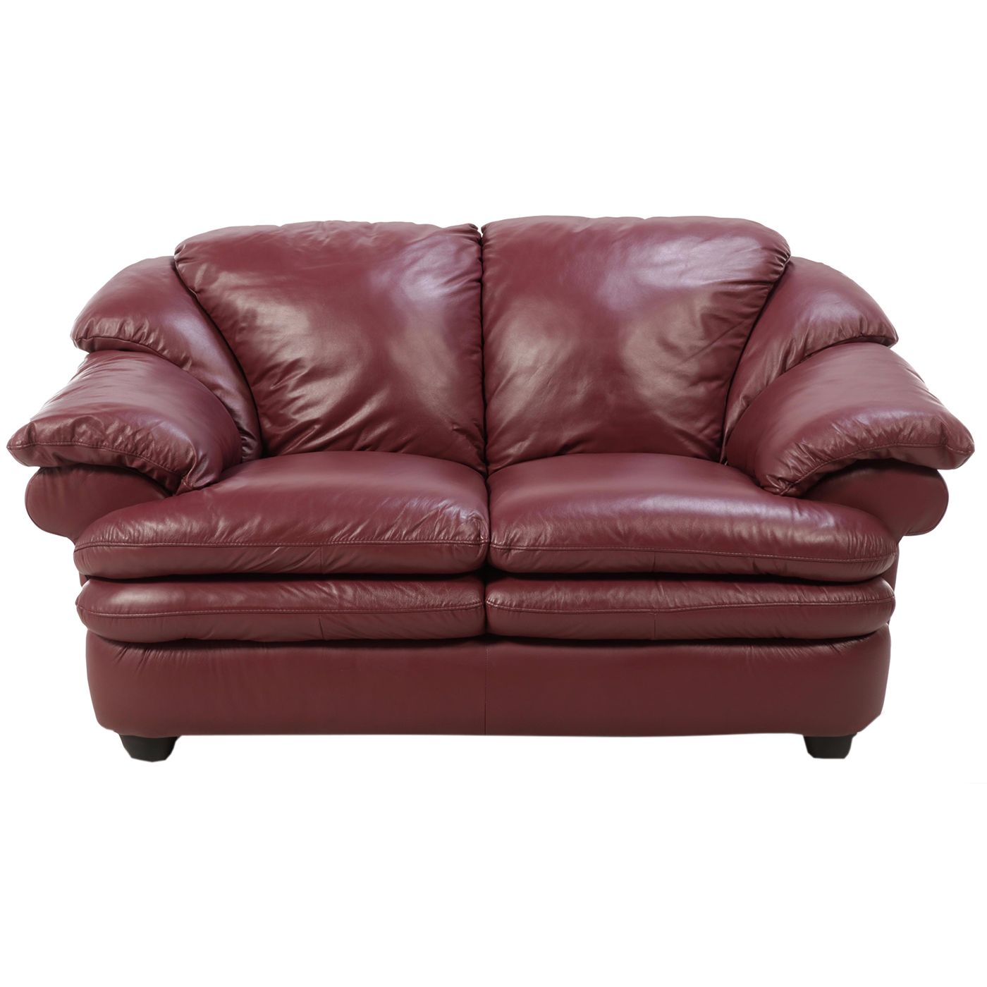 Italian Leather Overstuffed Loveseat