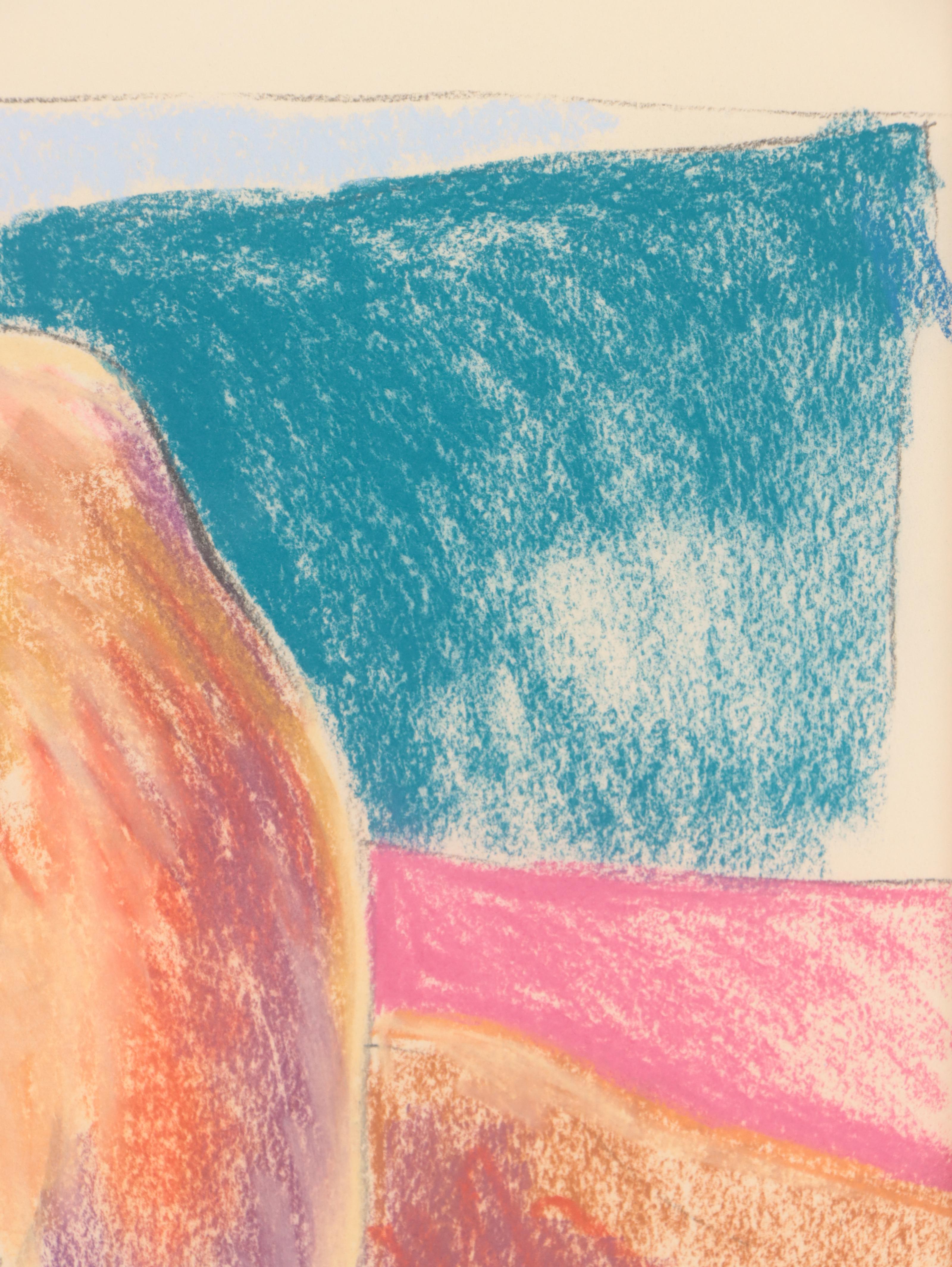 John Bledsoe Pastel Drawing of Seated Nude Figure, Mid-20th Century