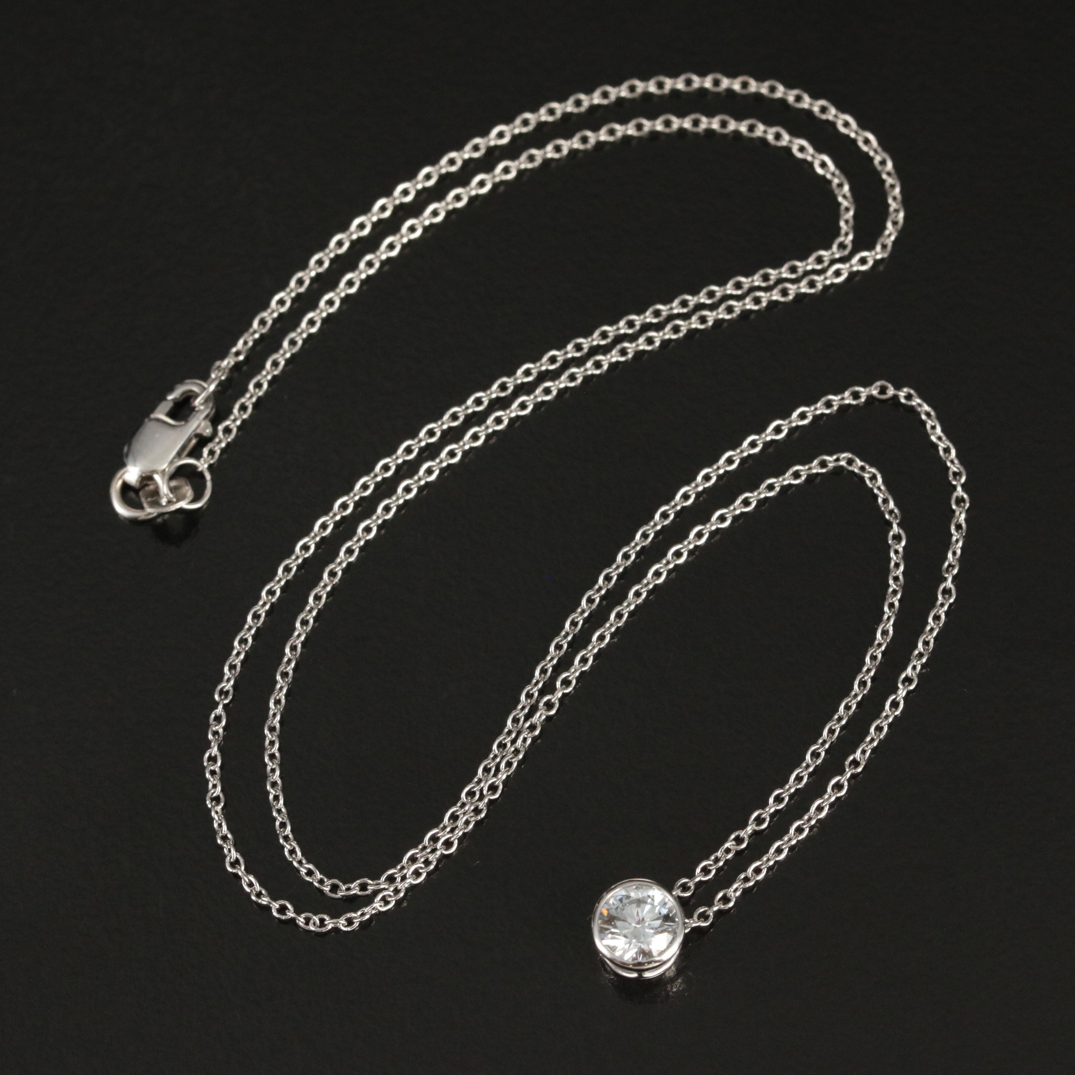 14K 0.53 CT Lab Grown Diamond Bezel Set Solitaire Necklace