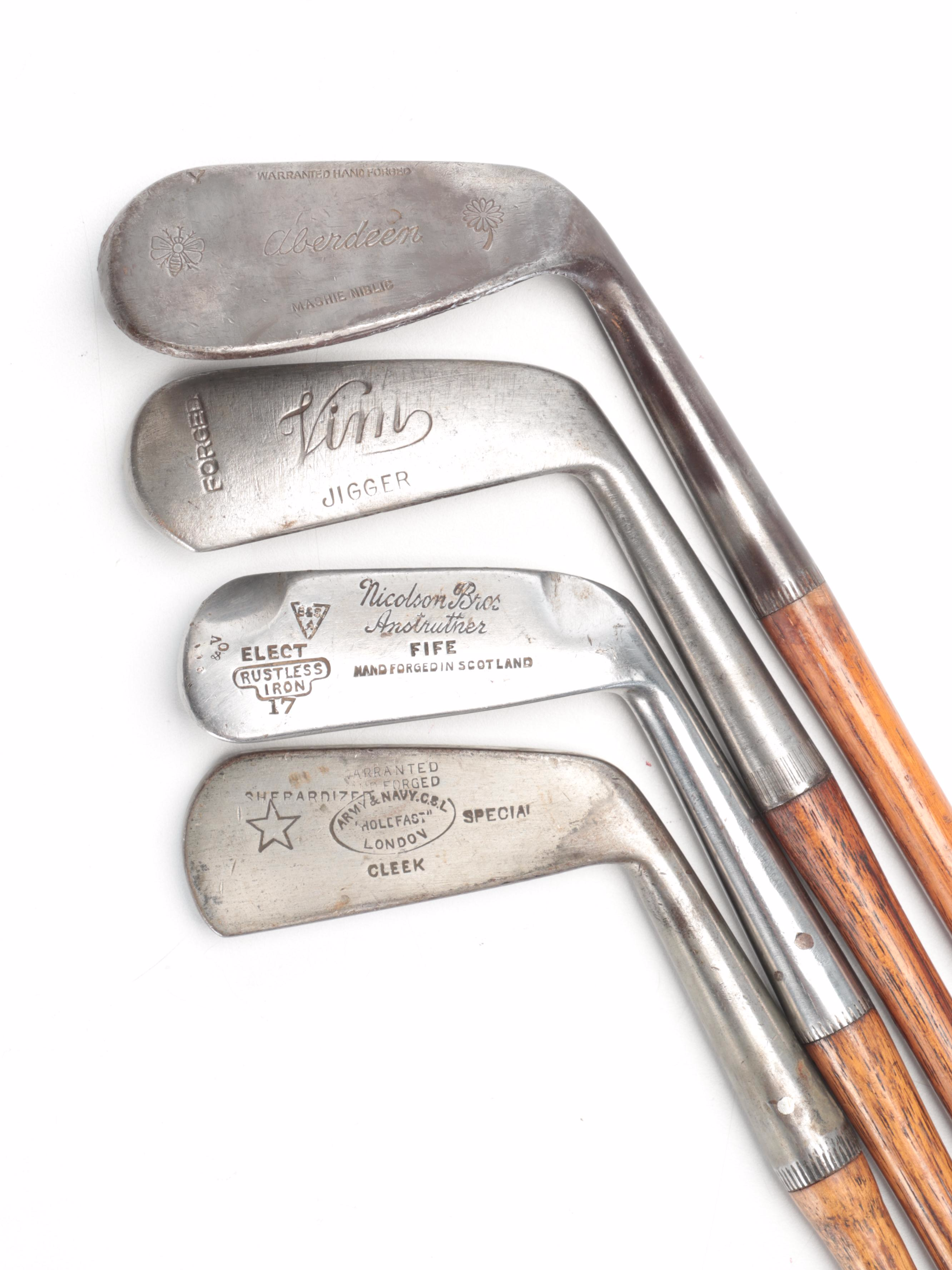 Aberdeen Mashie, Jack White with More Hickory Shaft Golf Clubs, Mid-20th C