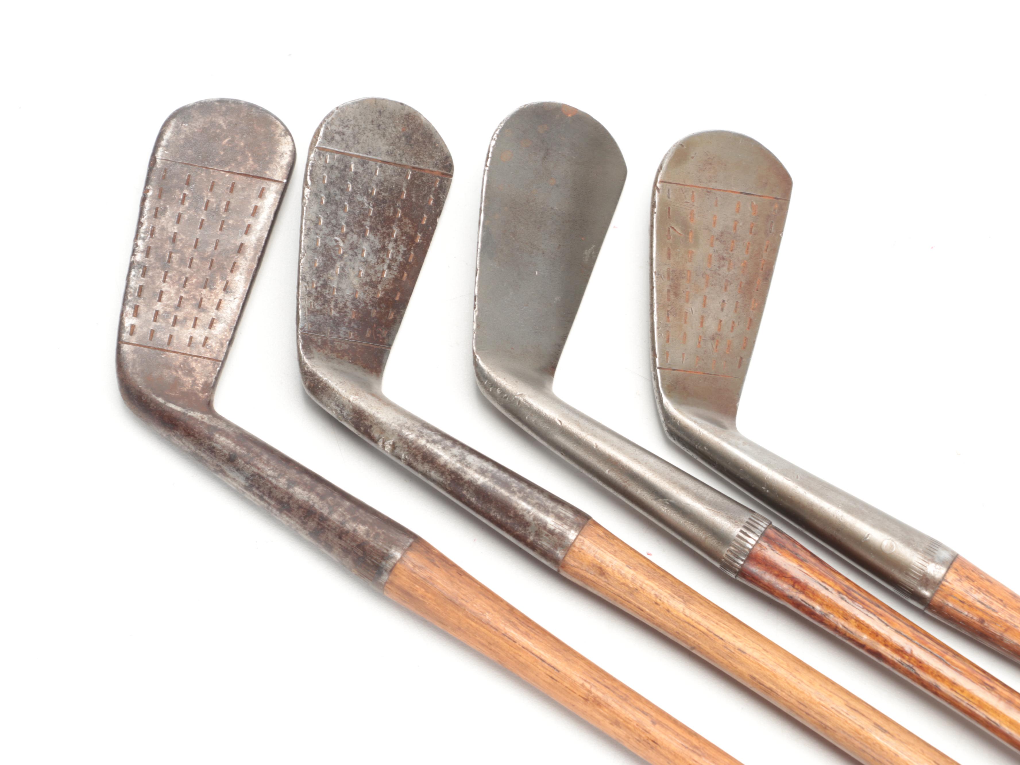 Early Plaid Canvas Golf Bag with Hickory Juvenile Irons, Wood Driver