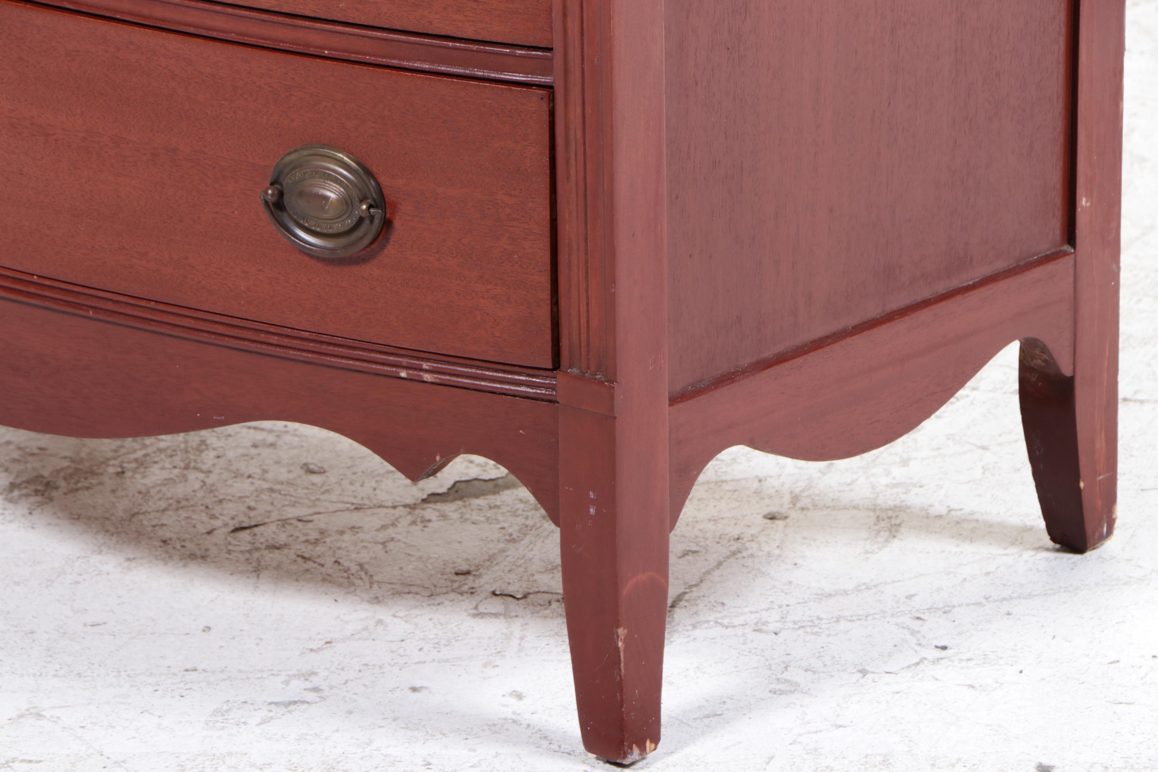 Hepplewhite Style Glazed Mahogany Tall Chest