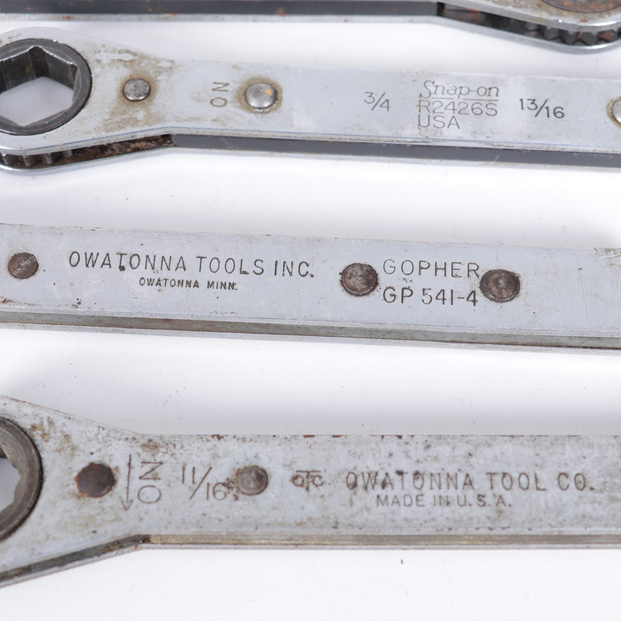 Snap-On and Owatonna Steel Socket and Crescent Wrench Tool Array