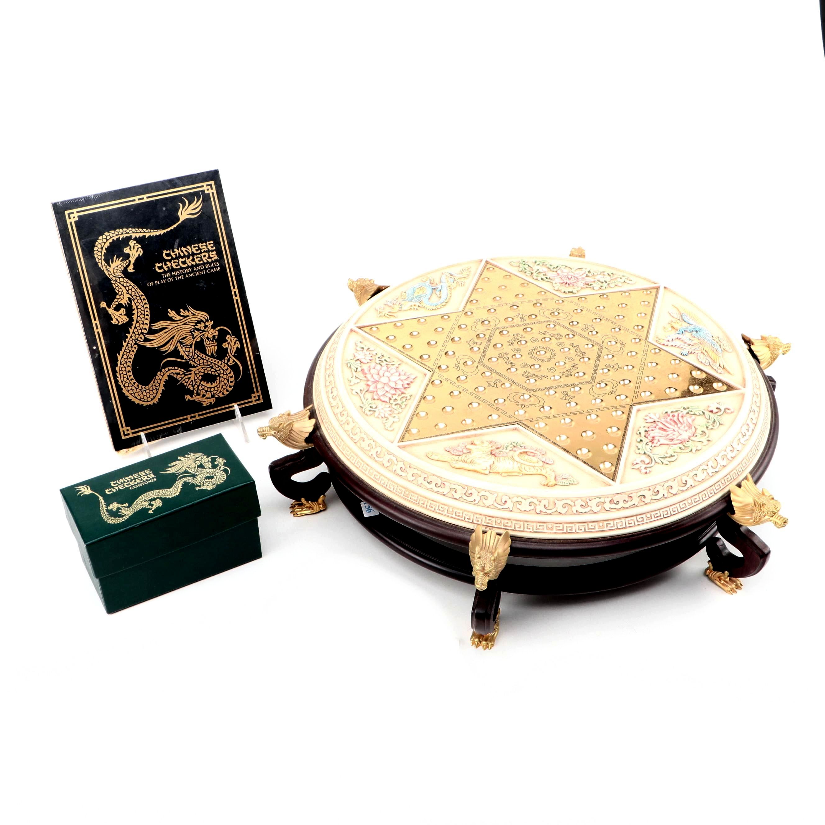 Franklin Mint Chinese Checkers Set with Gemstone Marbles