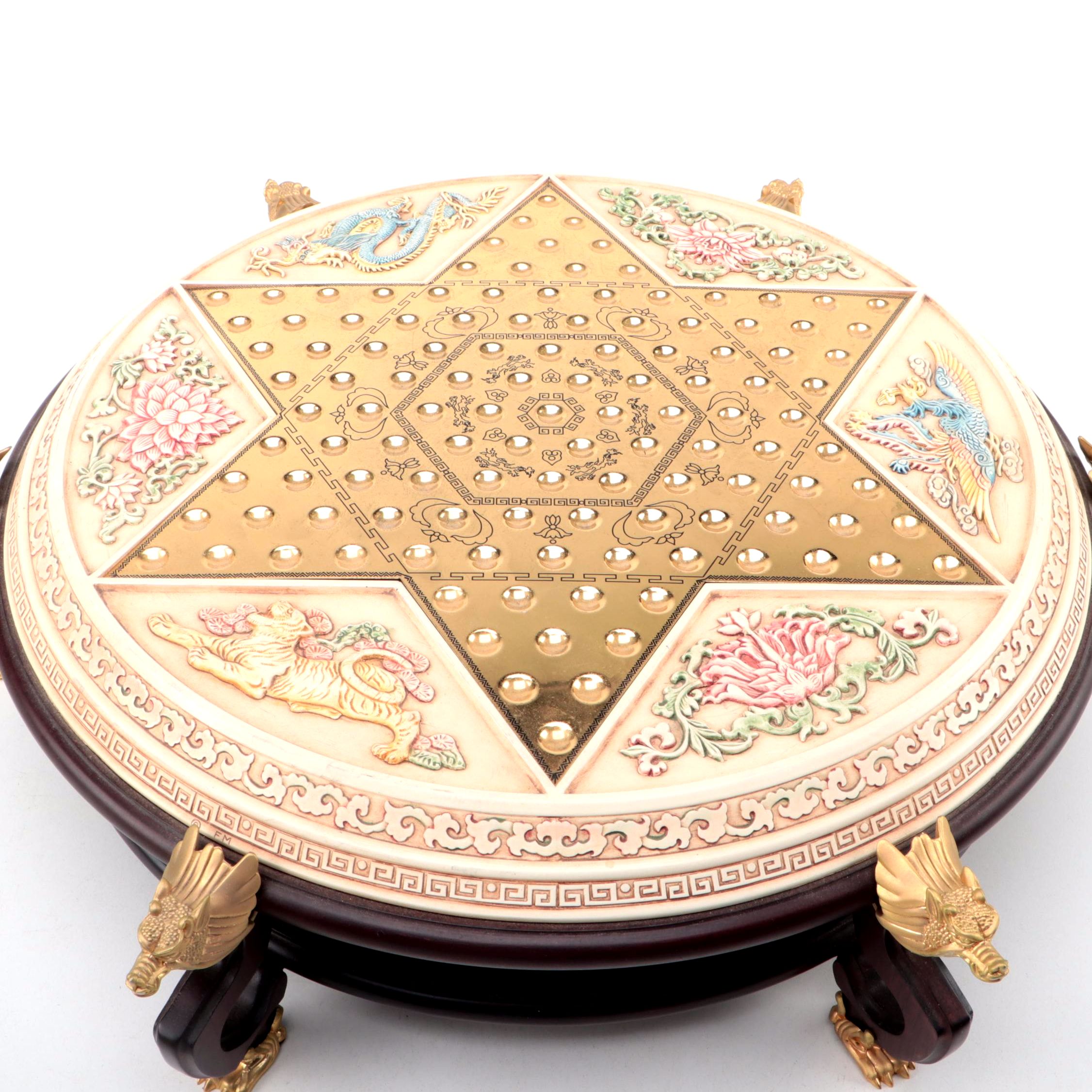 Franklin Mint Chinese Checkers Set with Gemstone Marbles