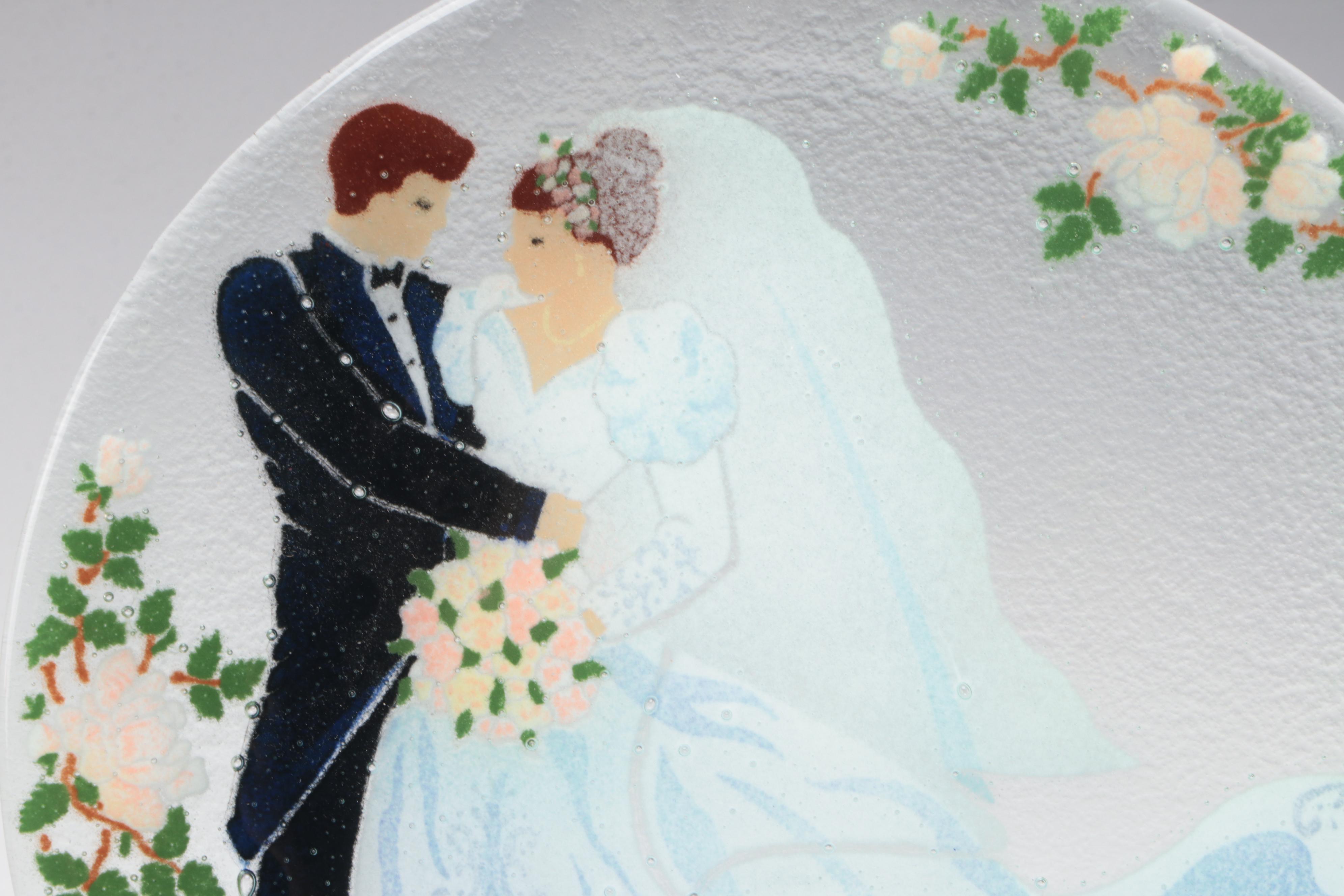 Peggy Karr Fused Glass Bowl and Trays with Other Glass Vase and Tableware