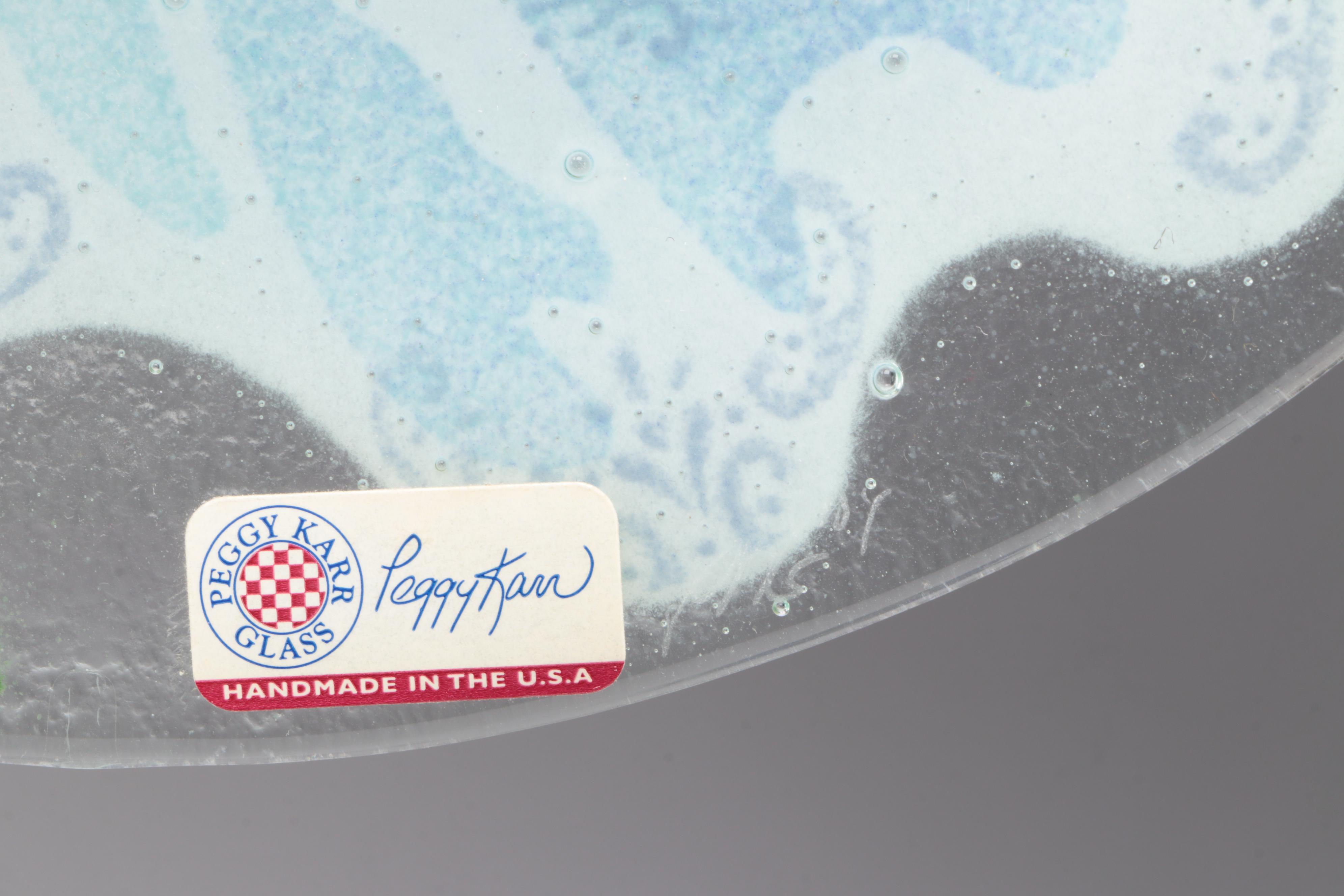 Peggy Karr Fused Glass Bowl and Trays with Other Glass Vase and Tableware