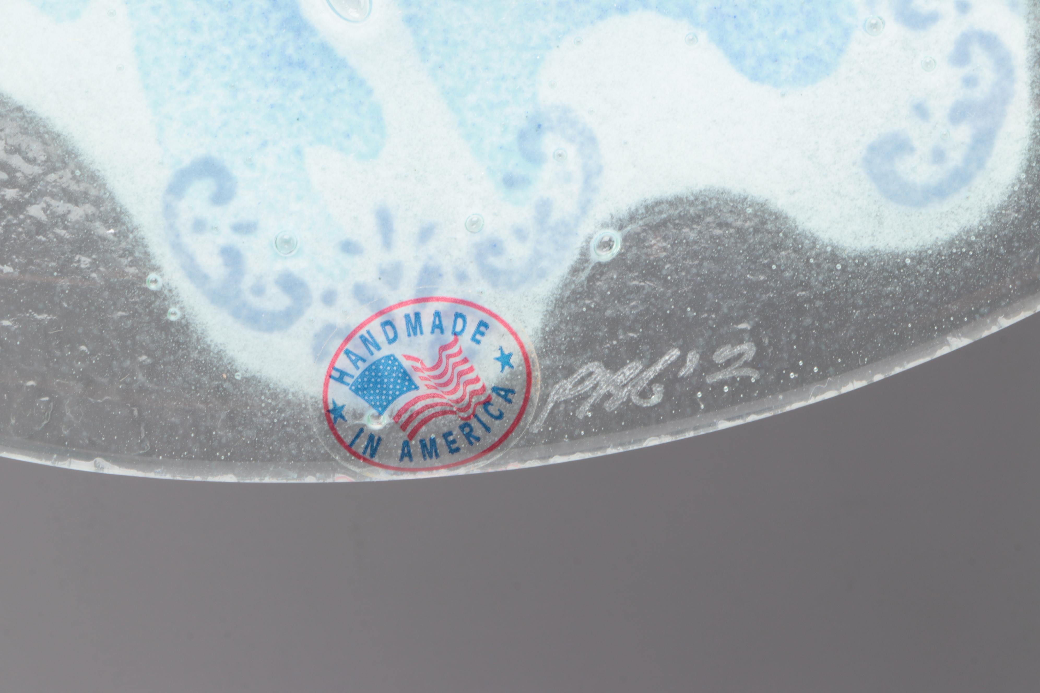 Peggy Karr Fused Glass Bowl and Trays with Other Glass Vase and Tableware