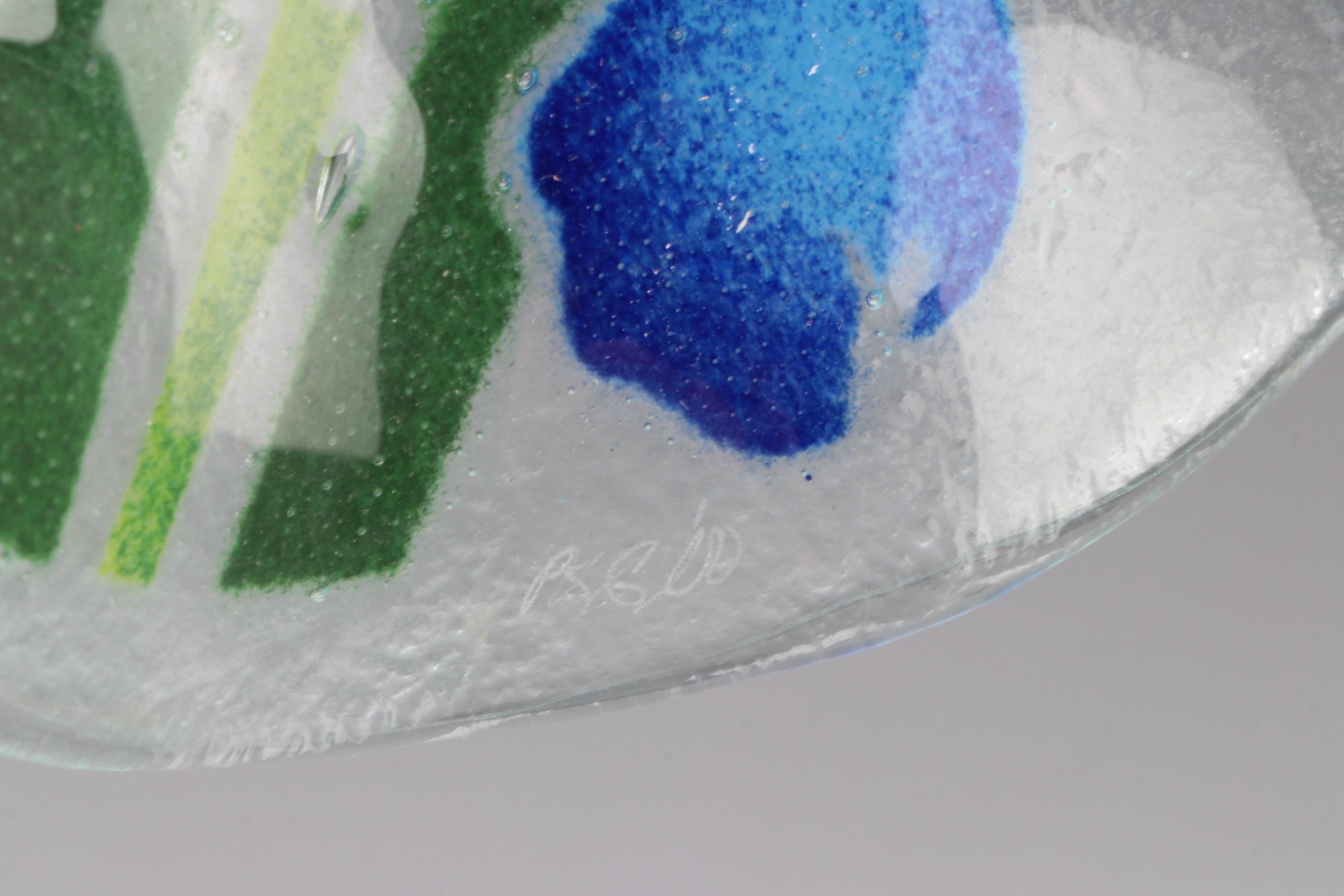 Peggy Karr Fused Glass Bowl and Trays with Other Glass Vase and Tableware