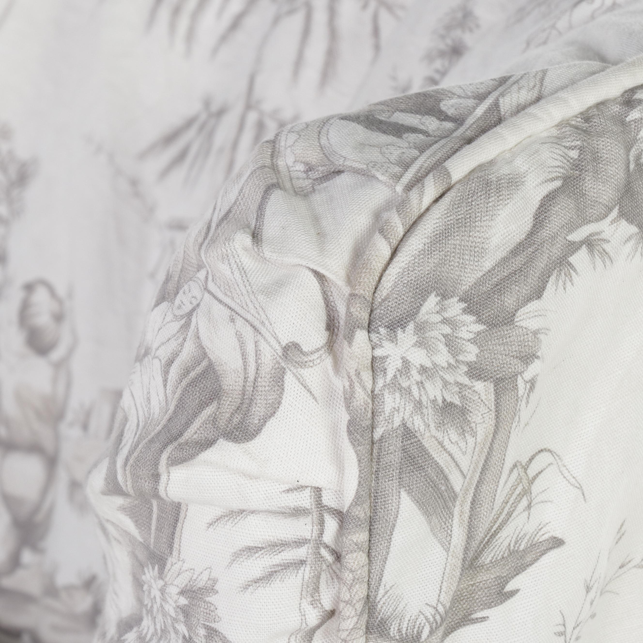 Toile Slip-Covered Wingback Chair