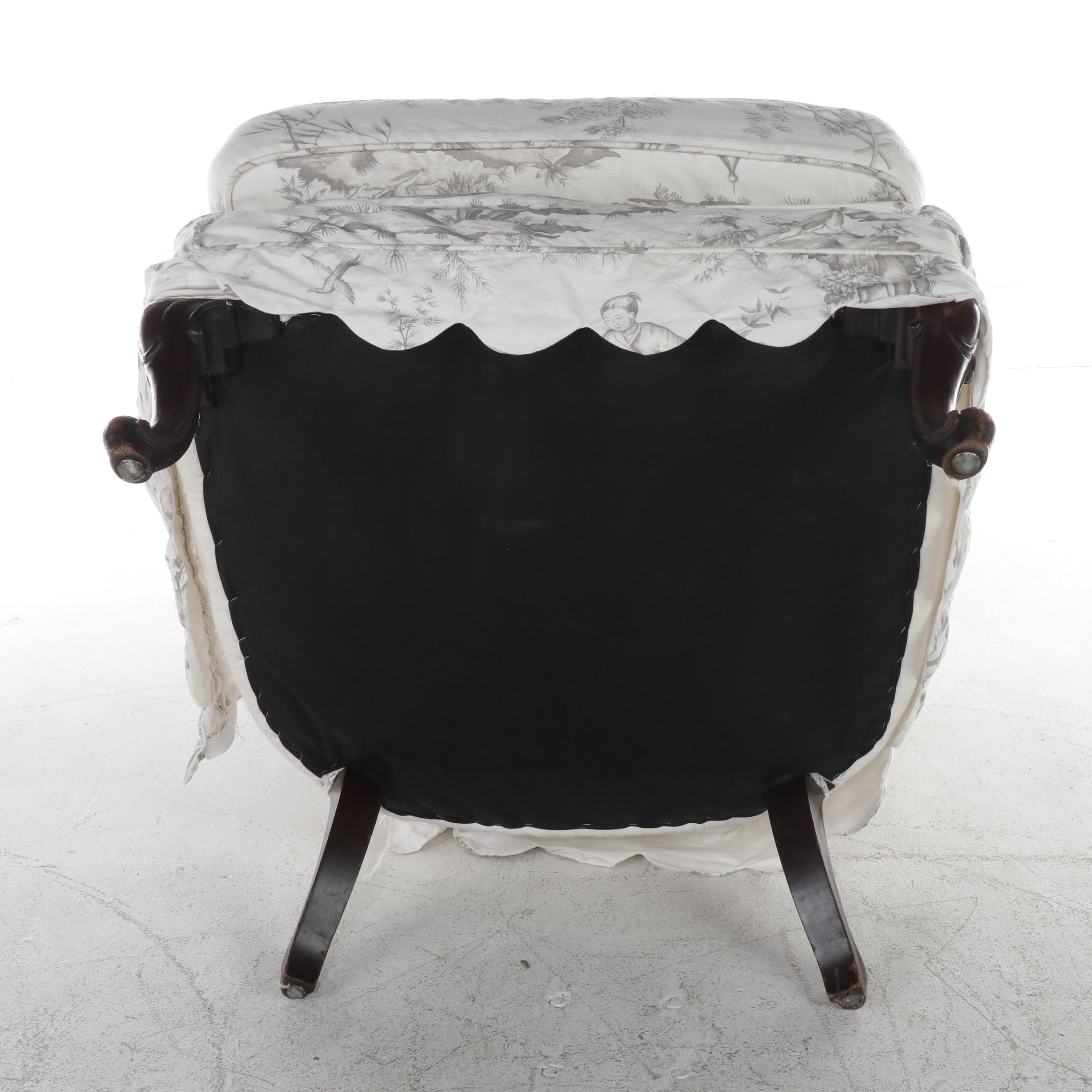 Toile Slip-Covered Wingback Chair