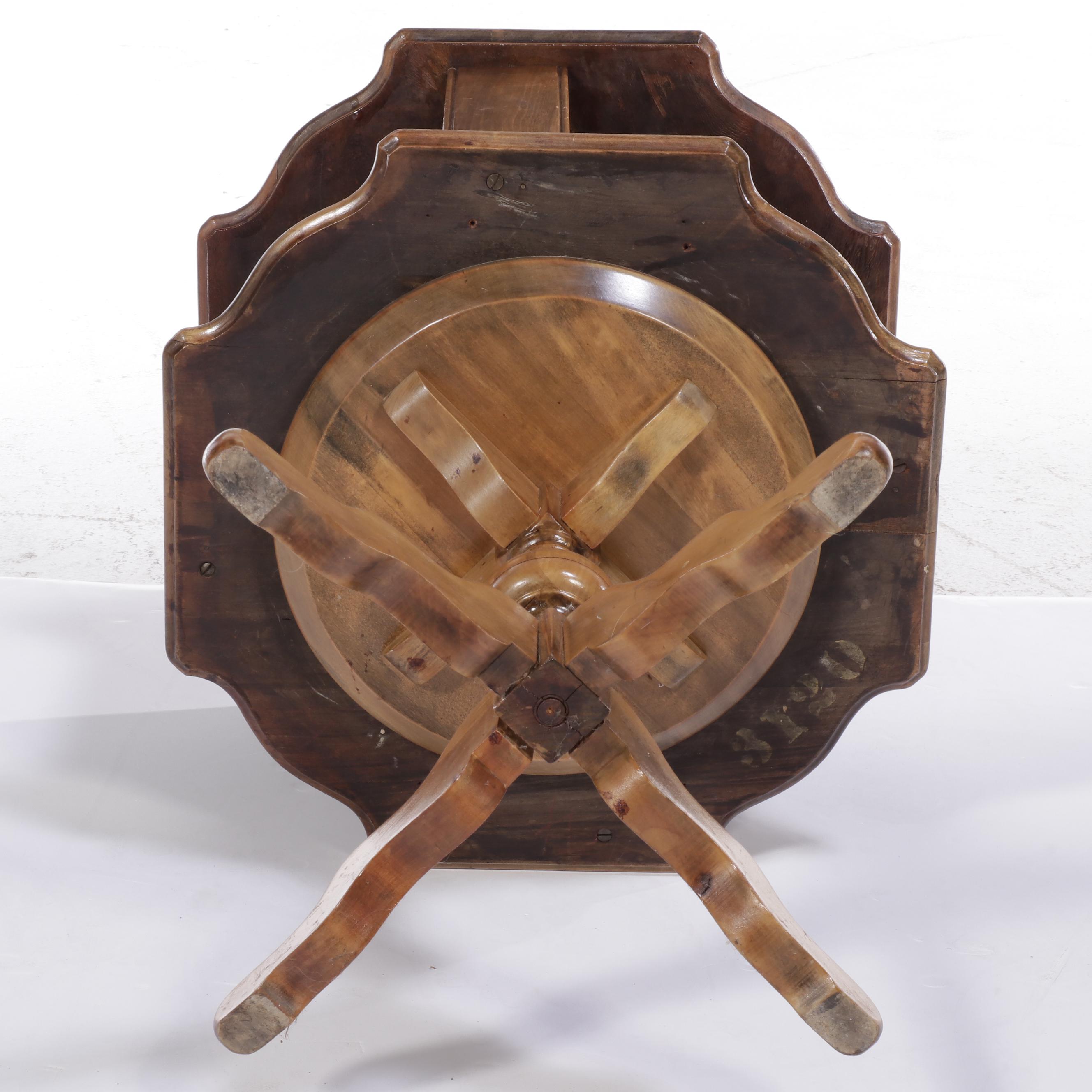 Burl Walnut and Maple Revolving Book Table