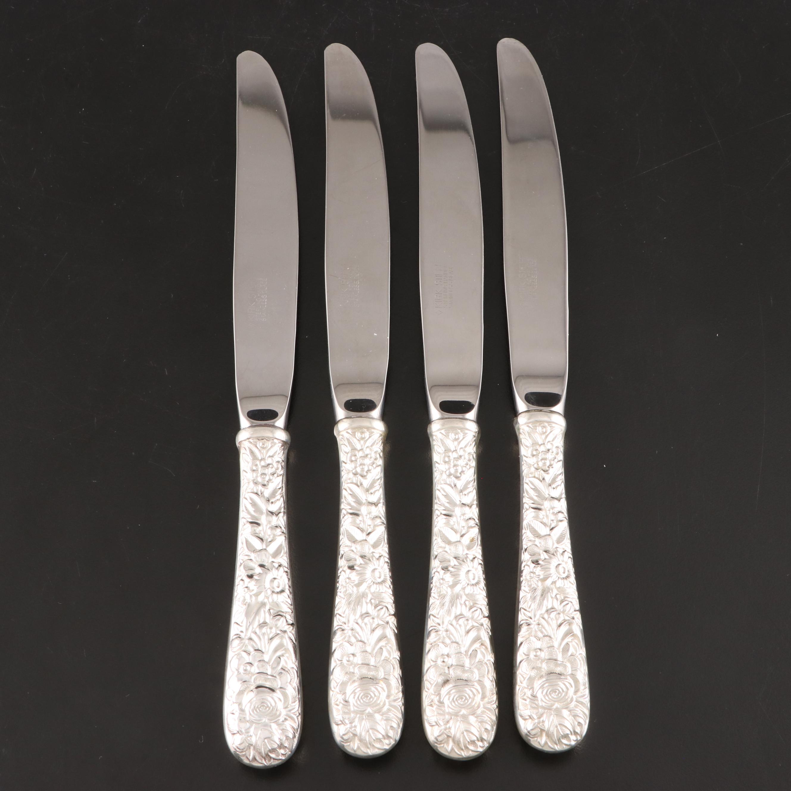 Kirk and Kirk-Stieff "Repoussé" Sterling Silver Handled Dinner and Butter Knives