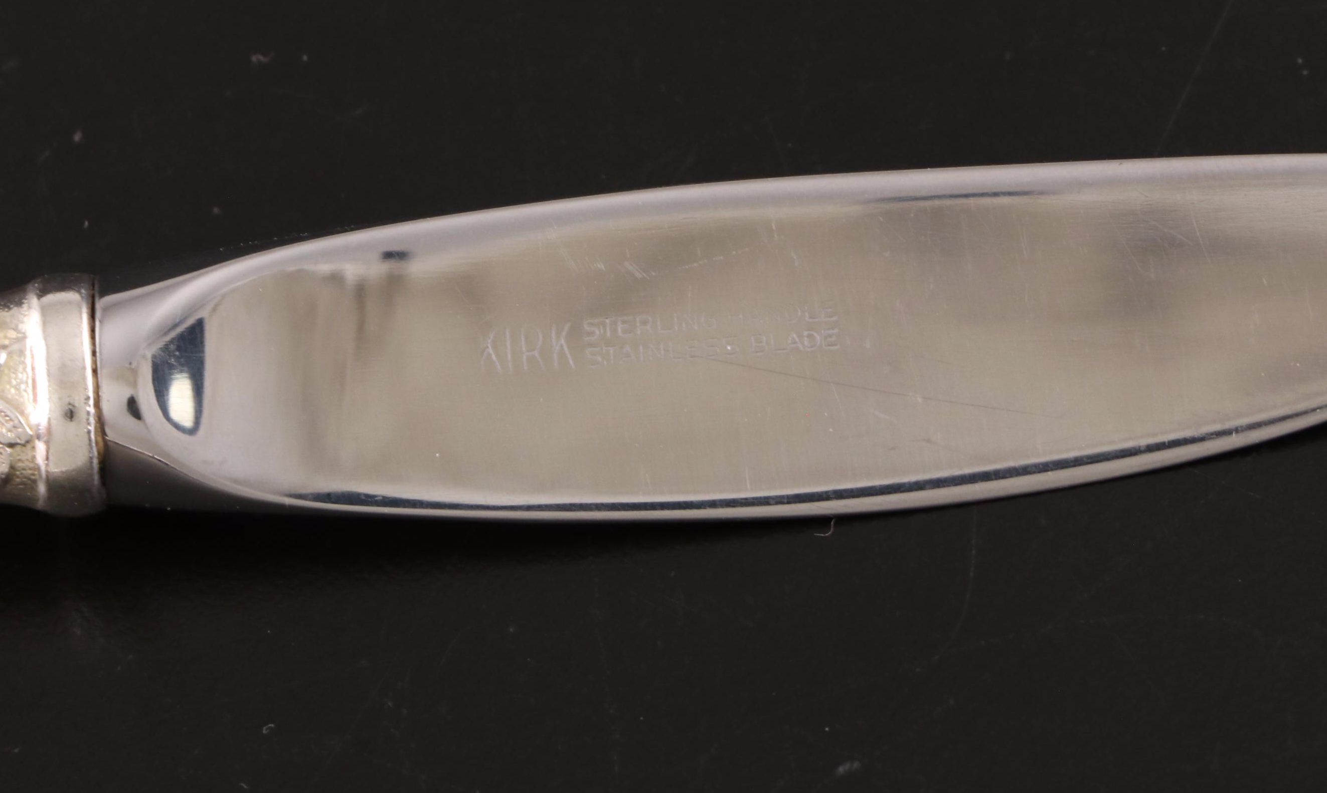Kirk and Kirk-Stieff "Repoussé" Sterling Silver Handled Dinner and Butter Knives