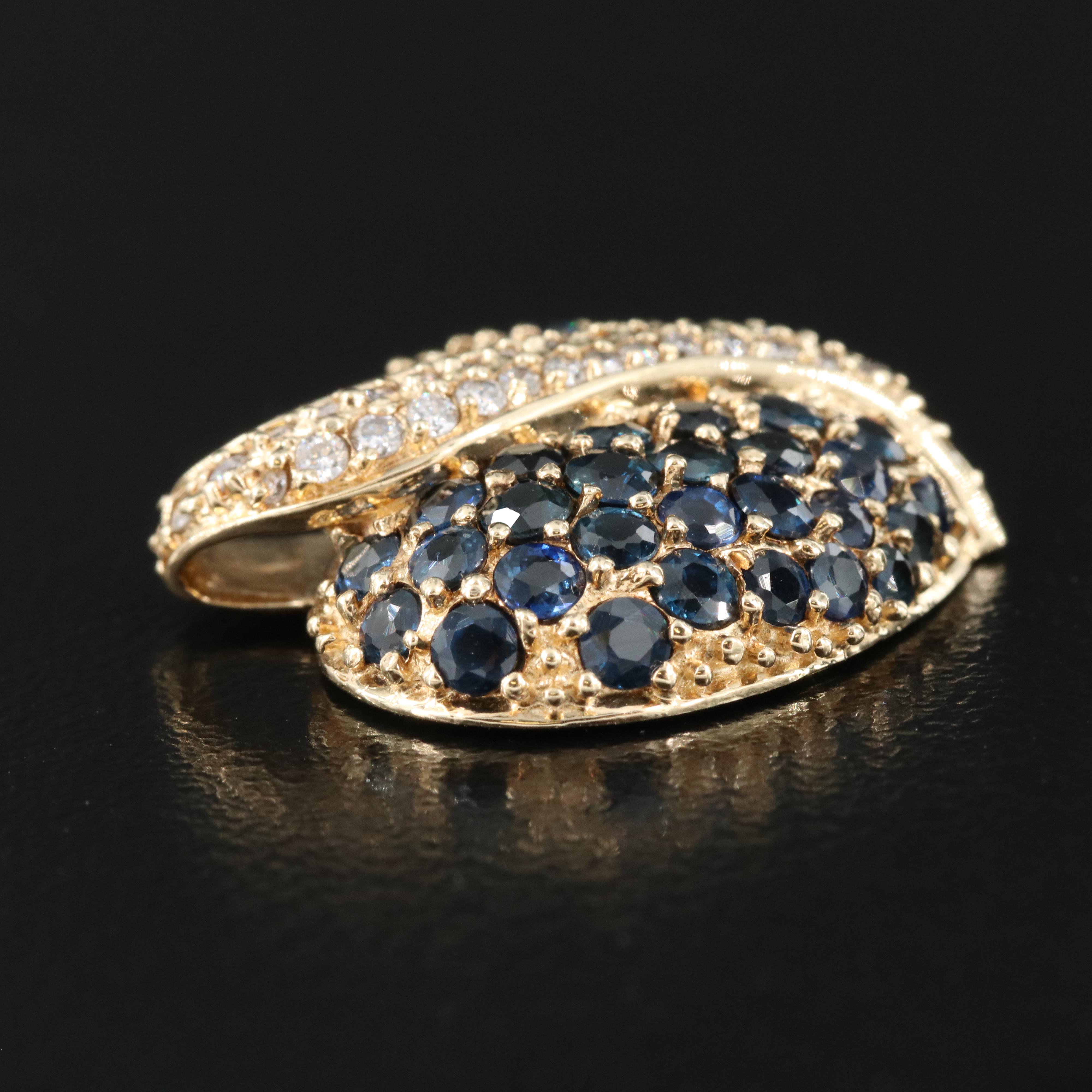 14K Diamond and Sapphire Heart Pendant