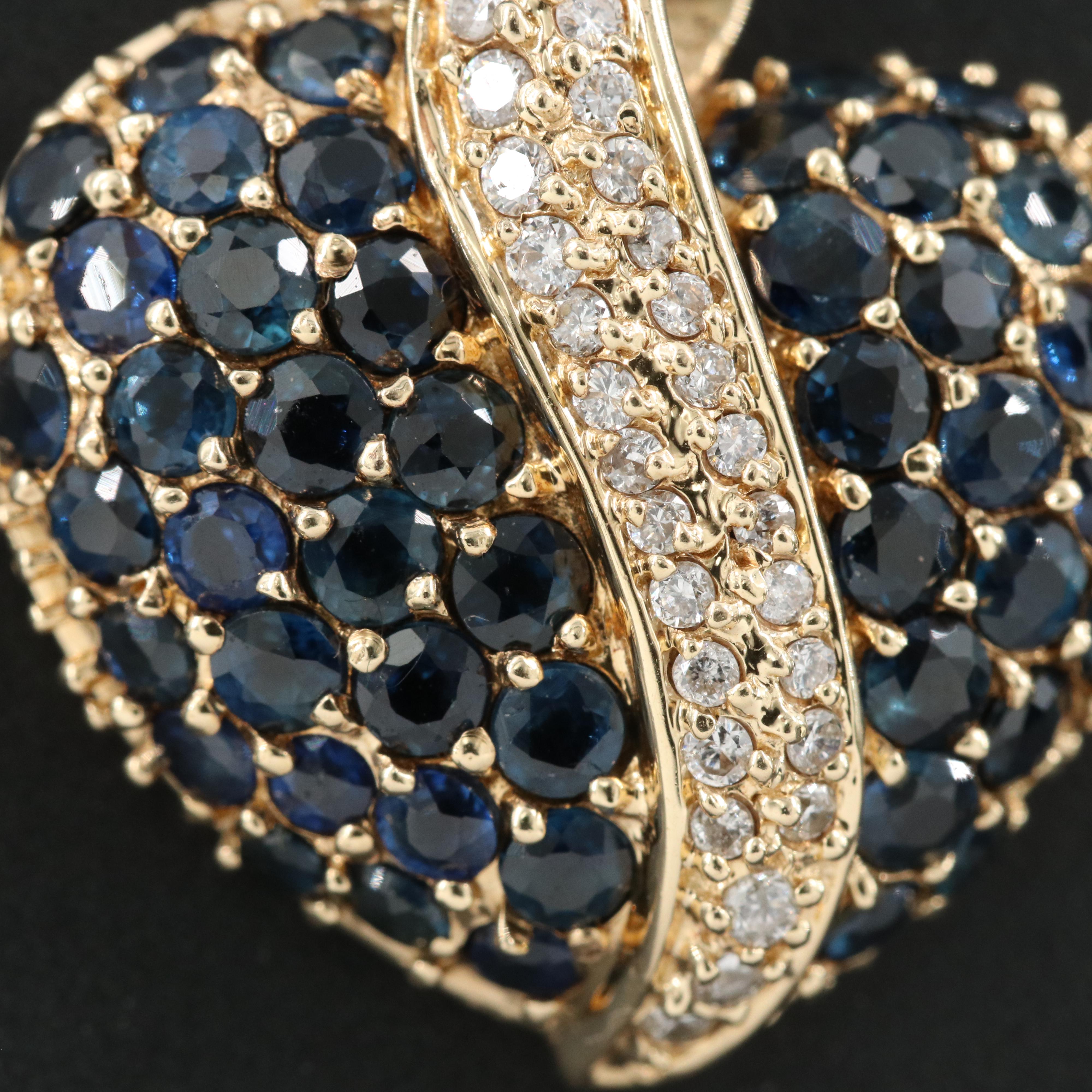 14K Diamond and Sapphire Heart Pendant