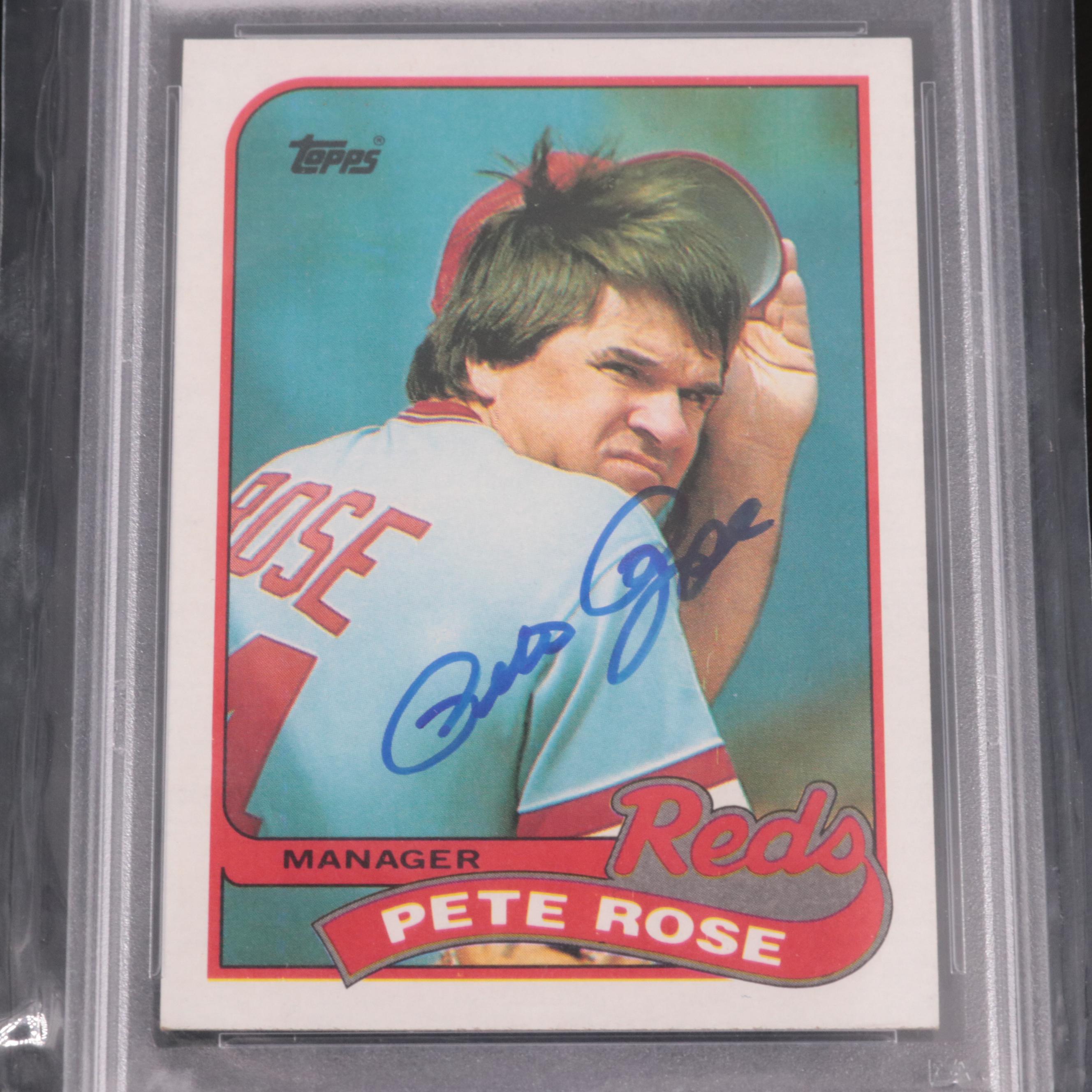 1989 Topps Pete Rose Signed Cincinnati Reds Baseball Card #505 PSA Gem-MT 10