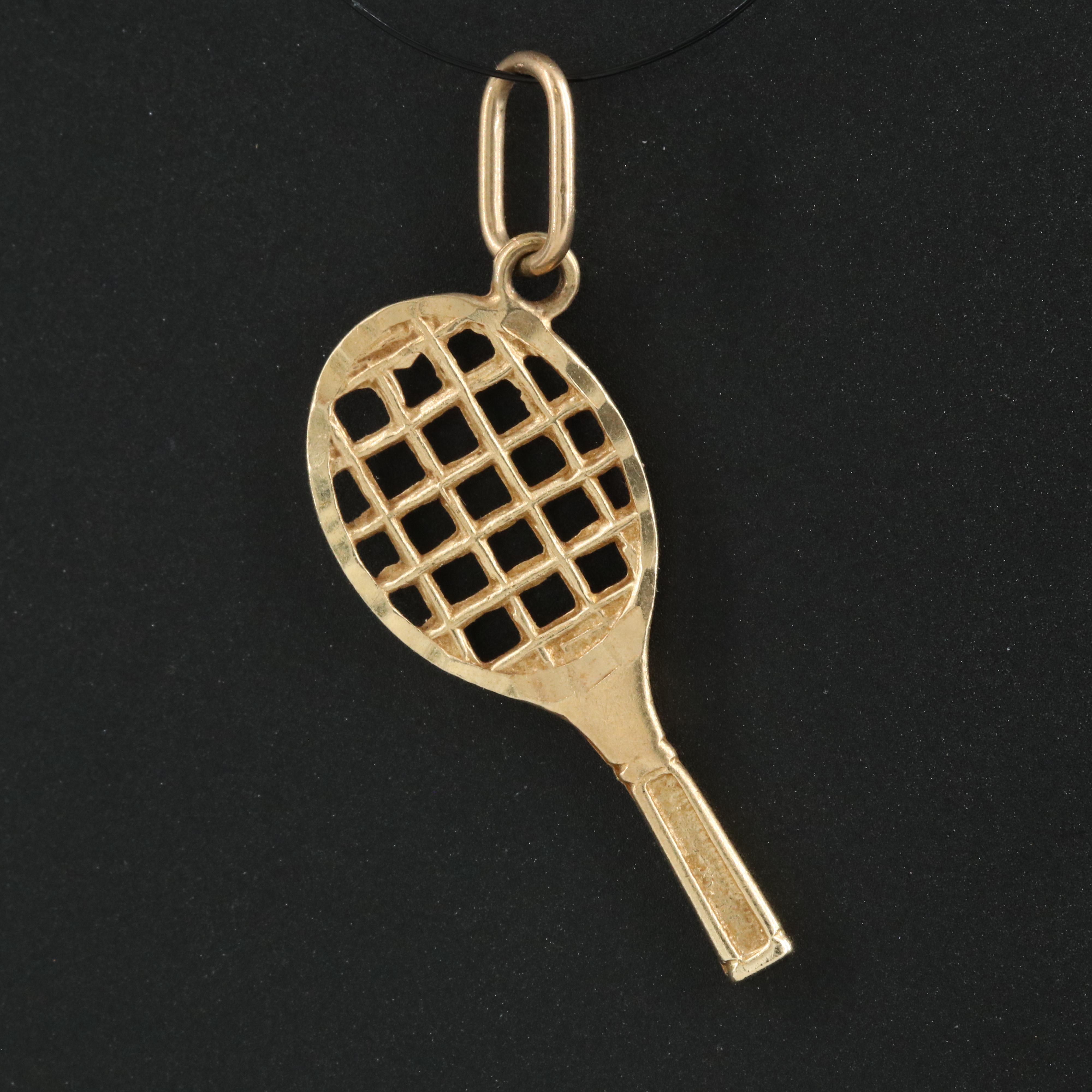 14K Gold Tennis Racket Pendant