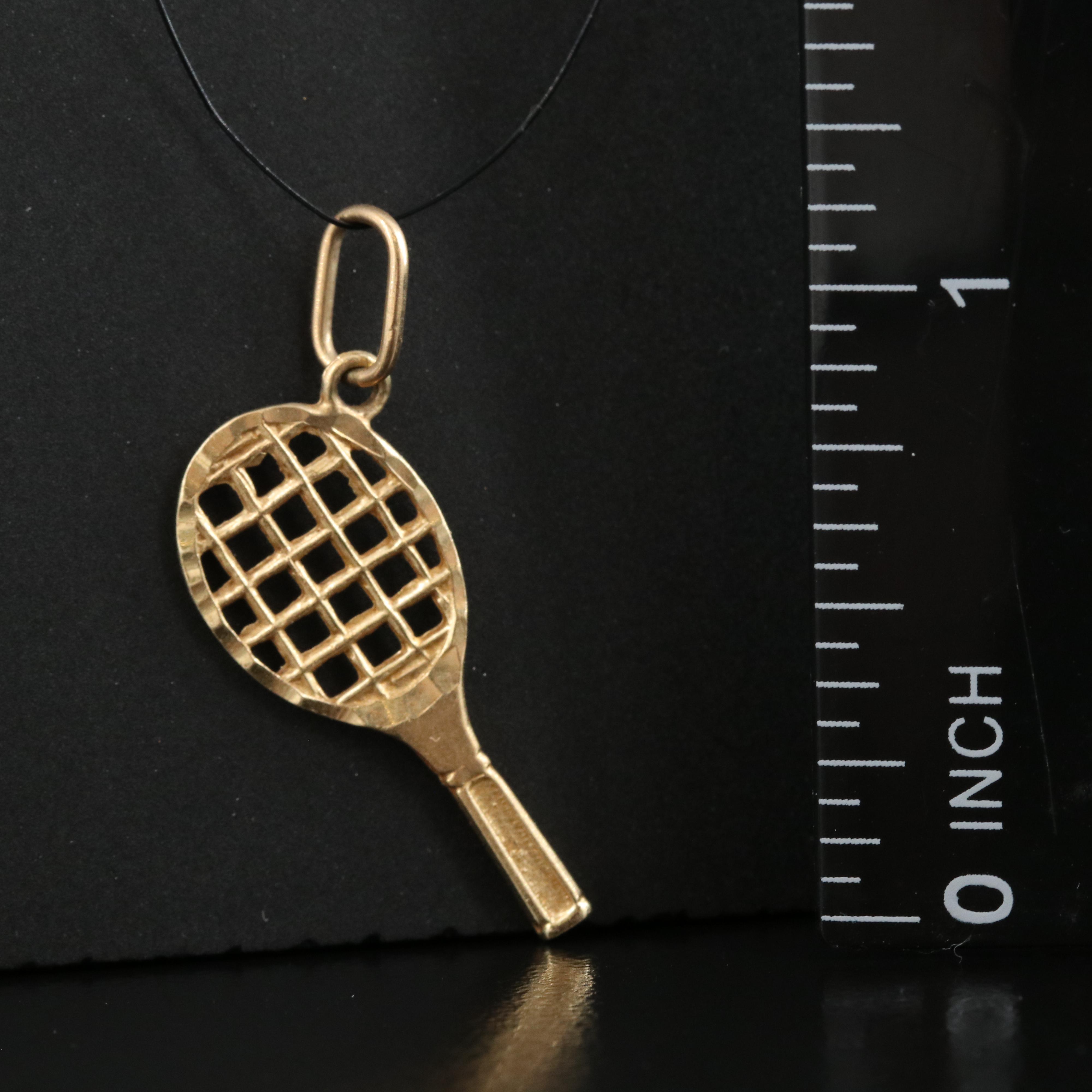 14K Gold Tennis Racket Pendant