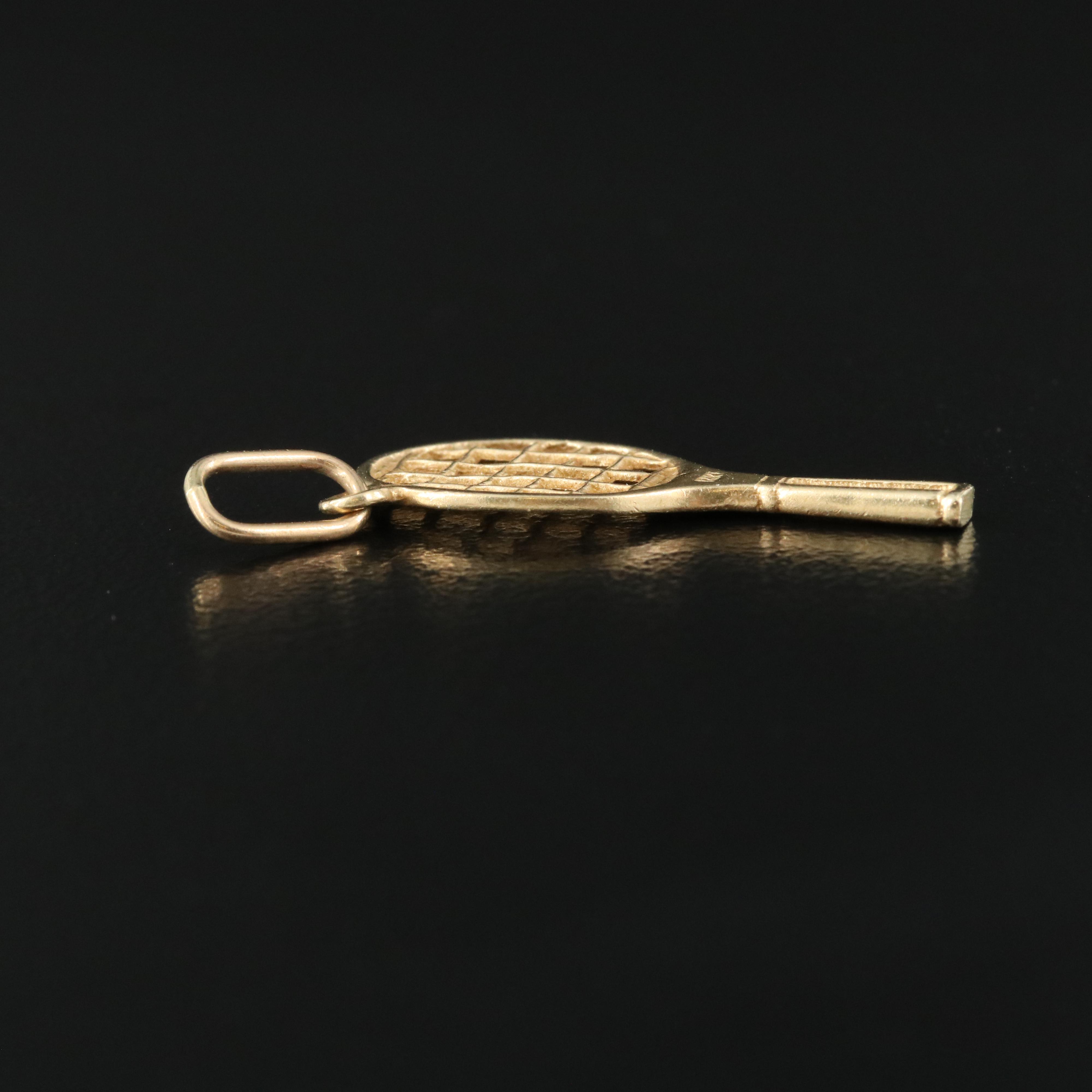 14K Gold Tennis Racket Pendant