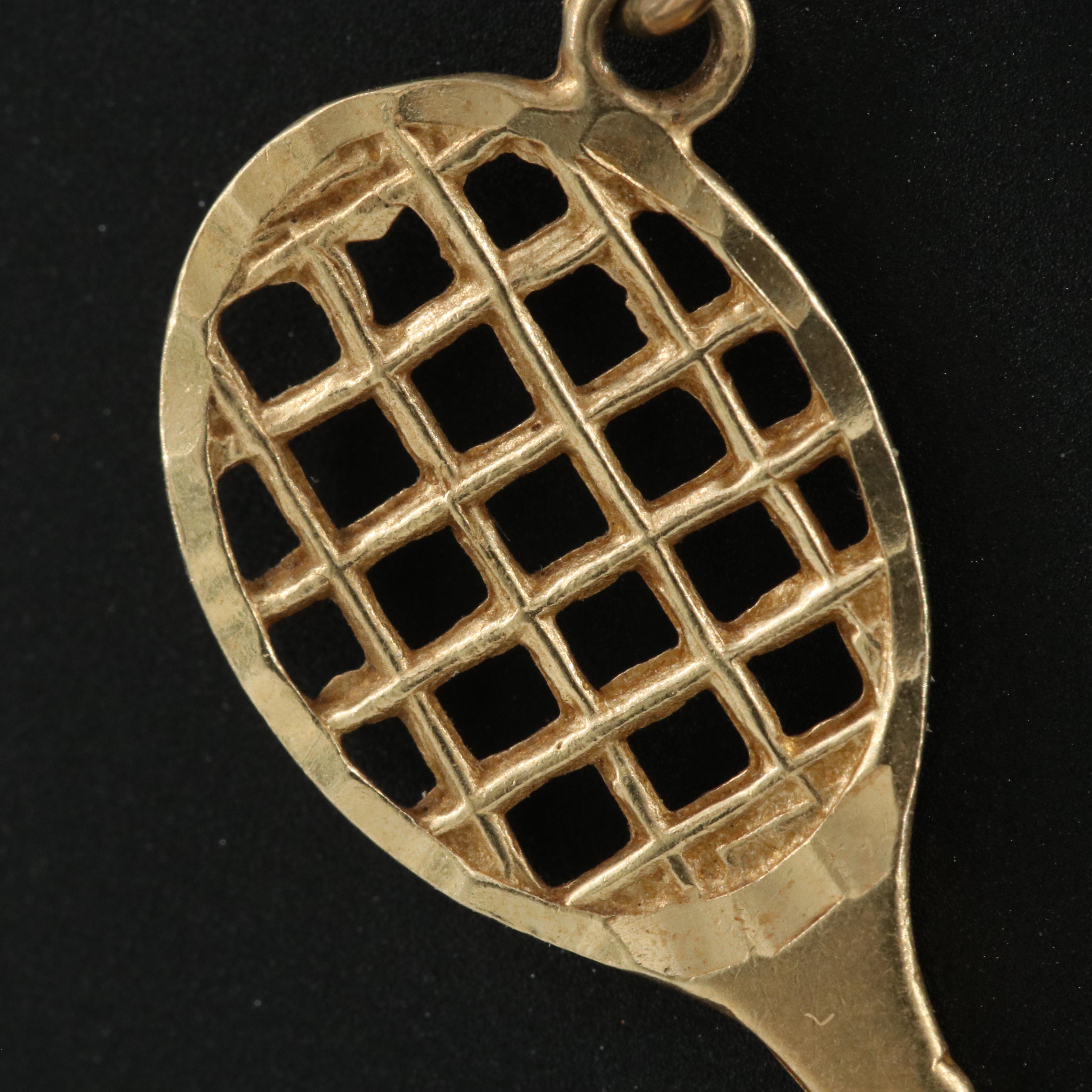 14K Gold Tennis Racket Pendant