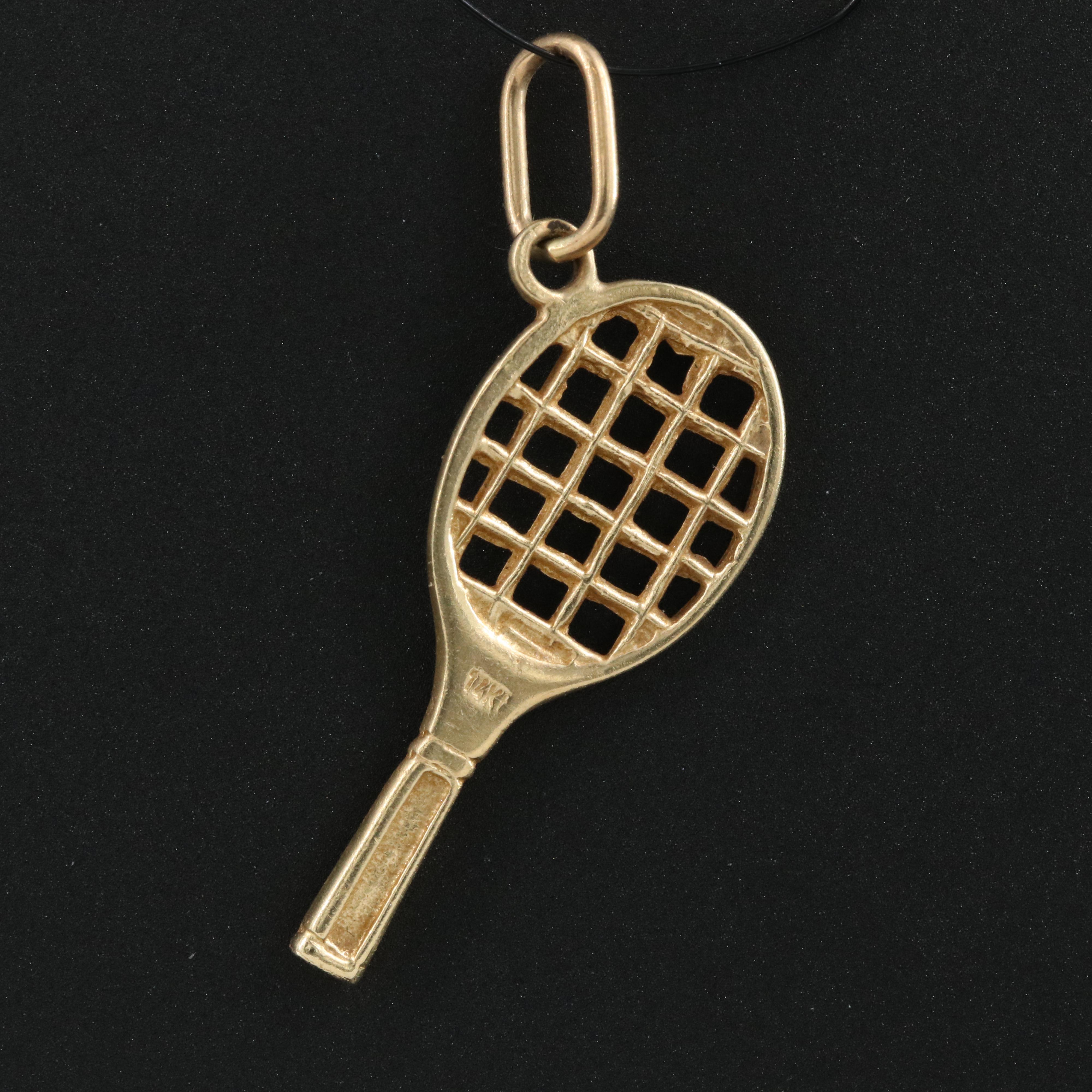14K Gold Tennis Racket Pendant