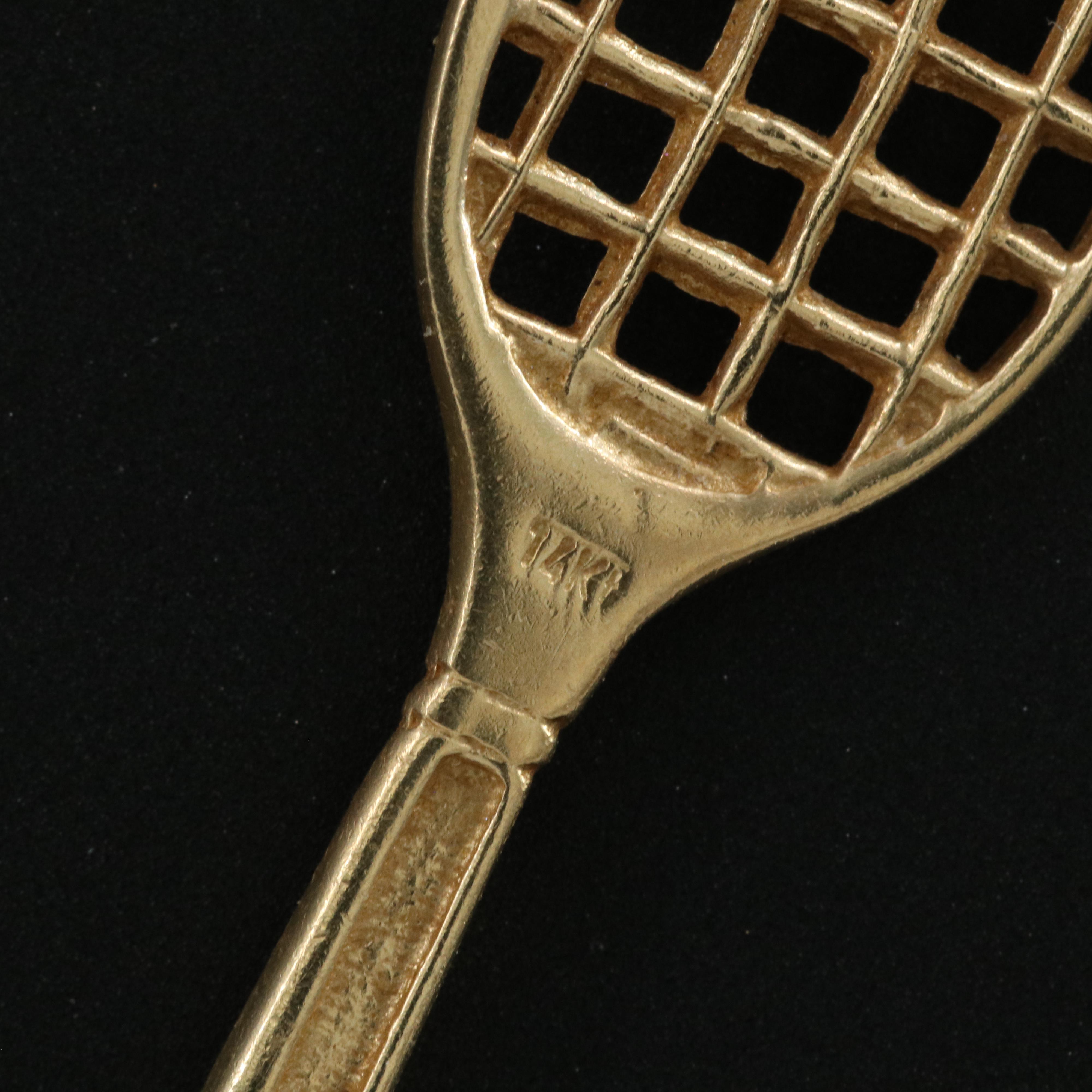 14K Gold Tennis Racket Pendant