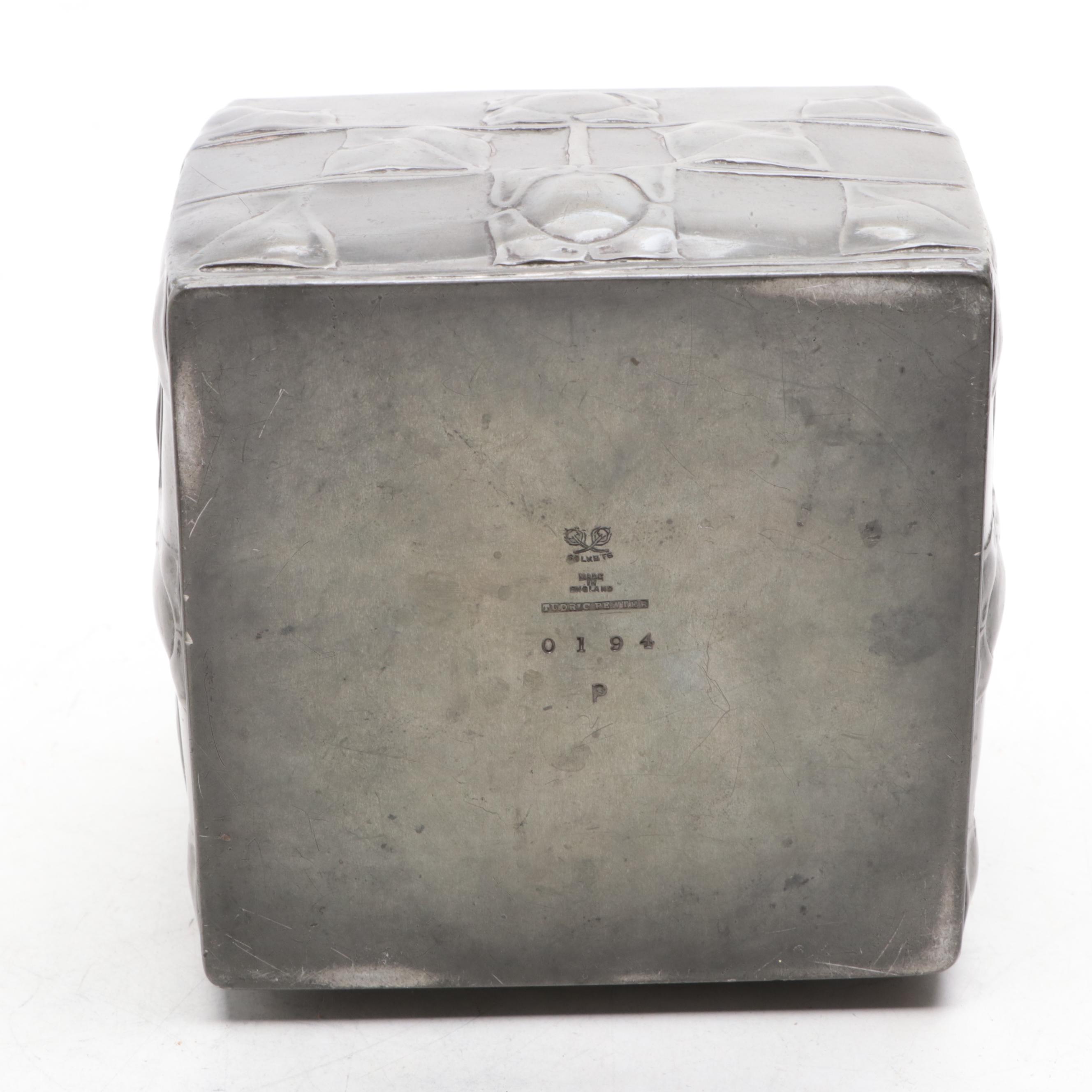 Liberty & Co. Tudric, English Pewter Tray, Bowl with Enamel and Tea Caddy