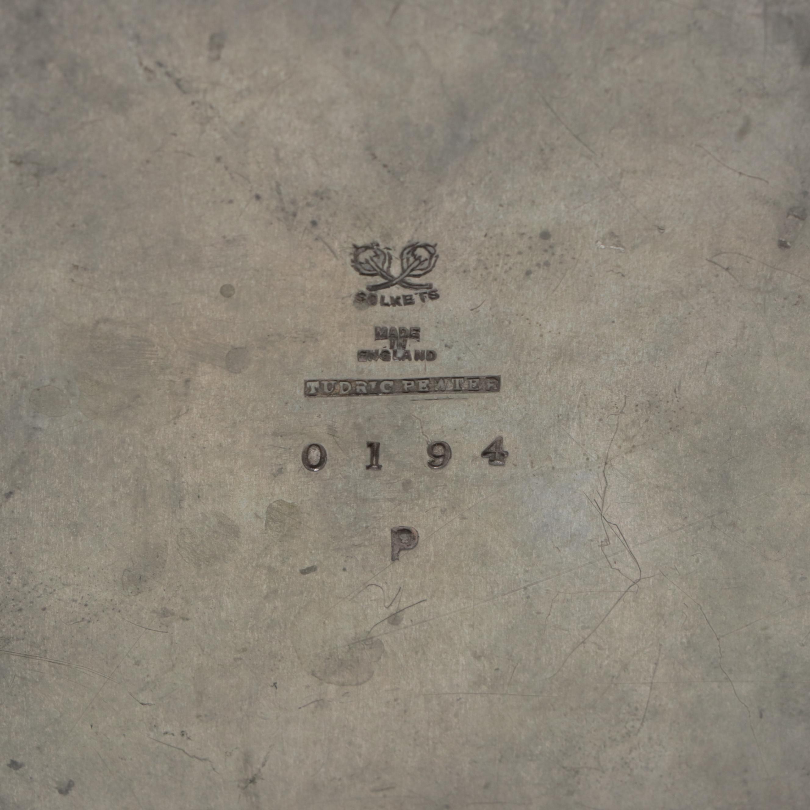 Liberty & Co. Tudric, English Pewter Tray, Bowl with Enamel and Tea Caddy