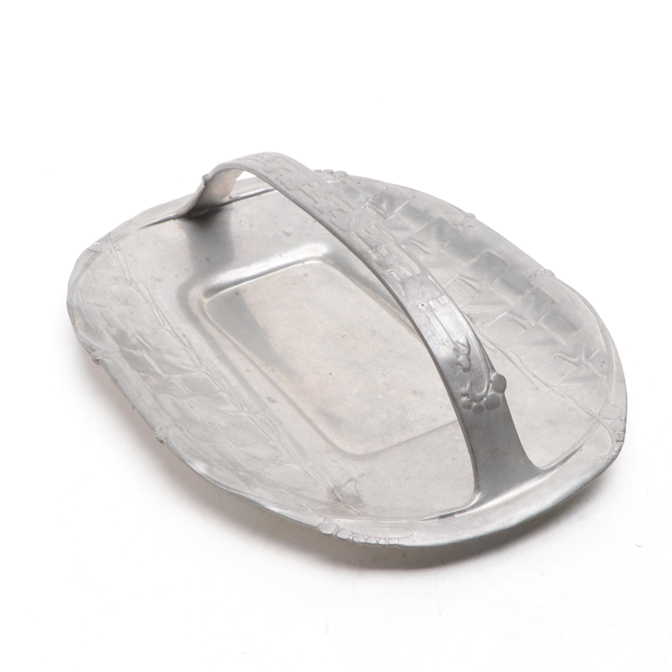 Liberty & Co. Tudric, English Pewter Tray, Bowl with Enamel and Tea Caddy