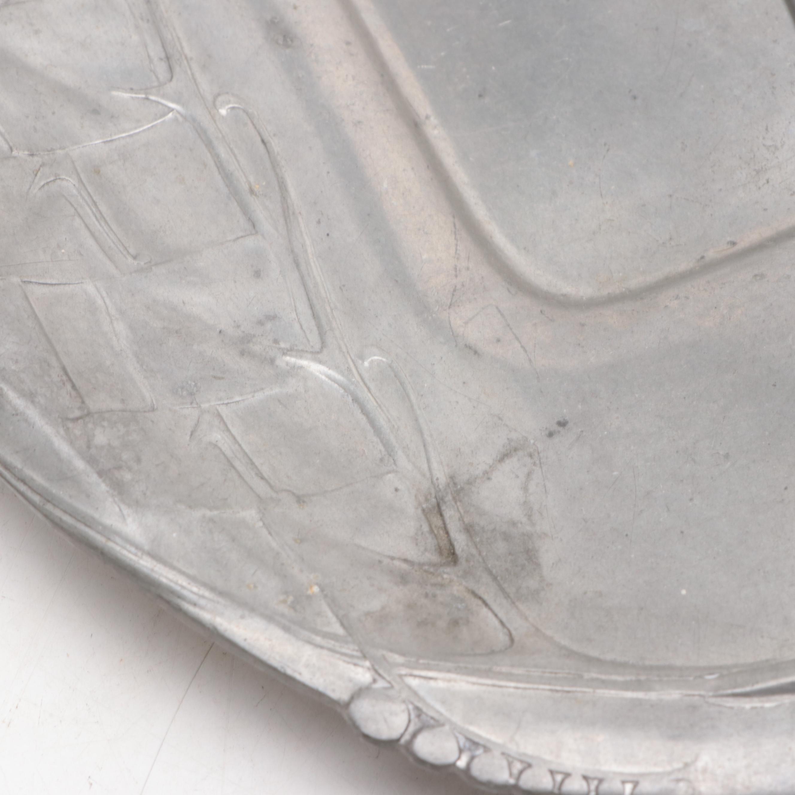 Liberty & Co. Tudric, English Pewter Tray, Bowl with Enamel and Tea Caddy