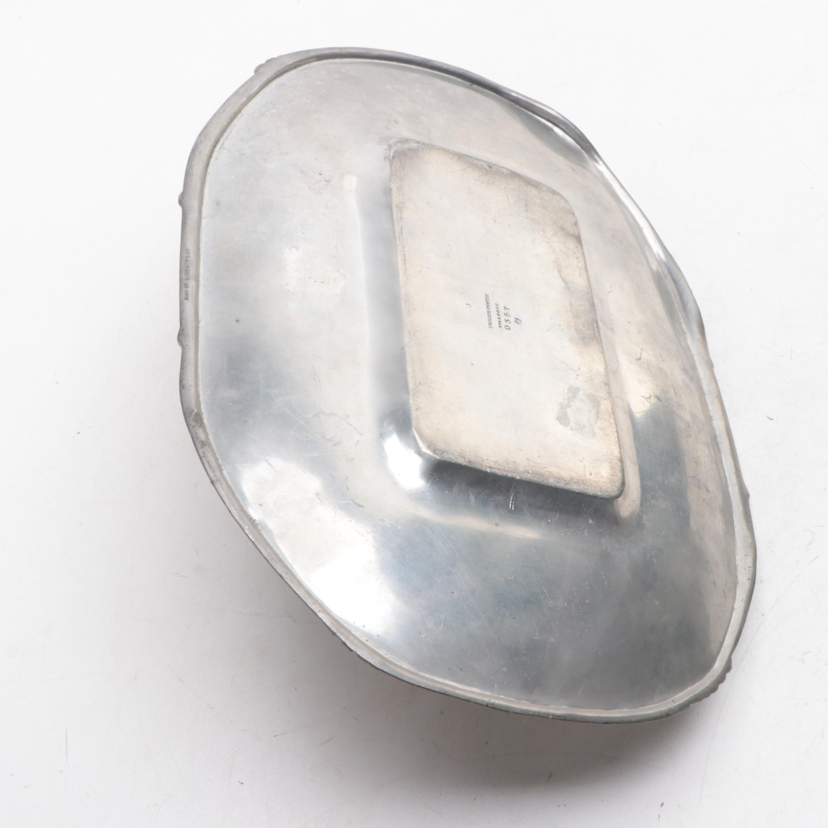 Liberty & Co. Tudric, English Pewter Tray, Bowl with Enamel and Tea Caddy