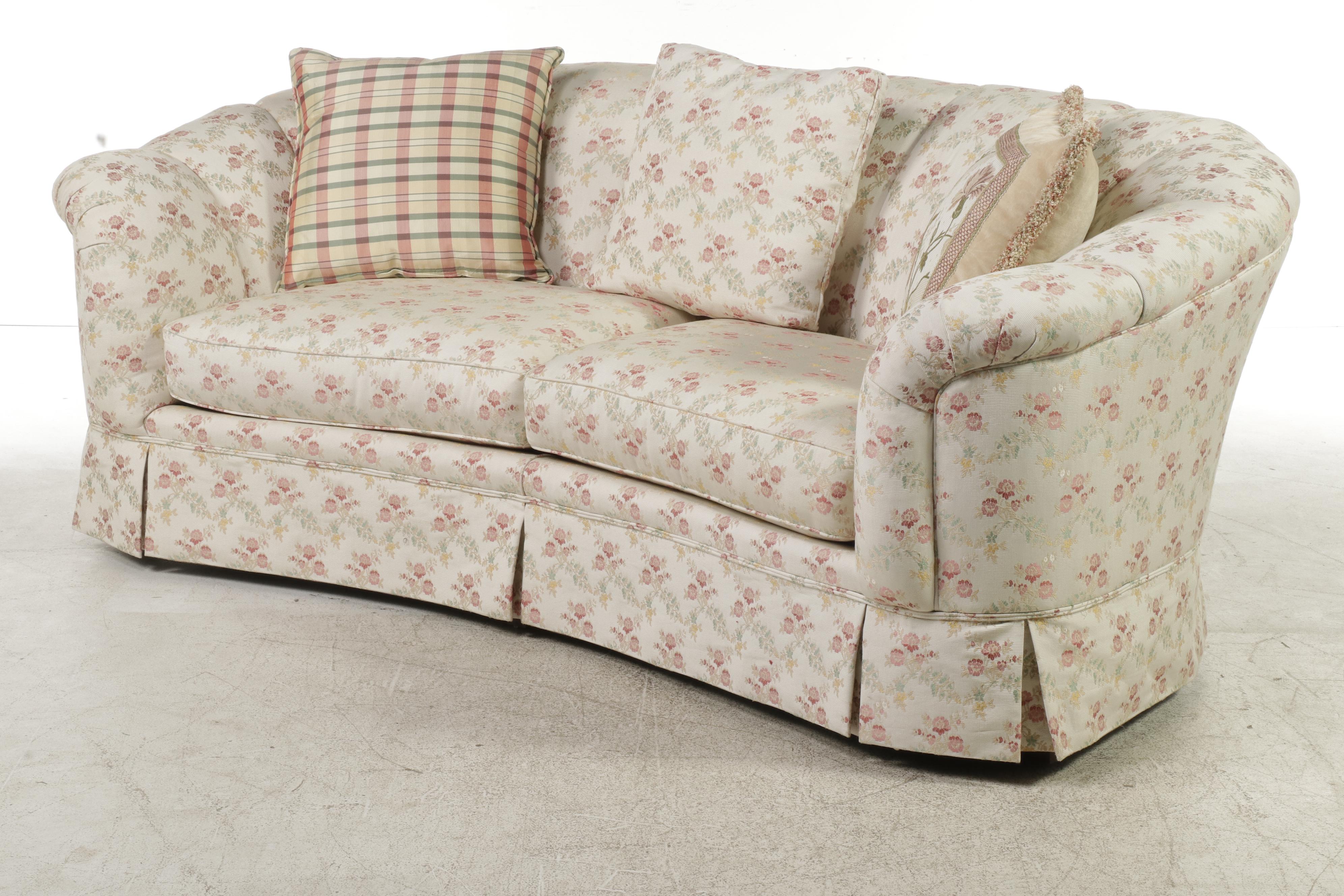 Custom Upholstered Channel-Back Sofa with Pillows