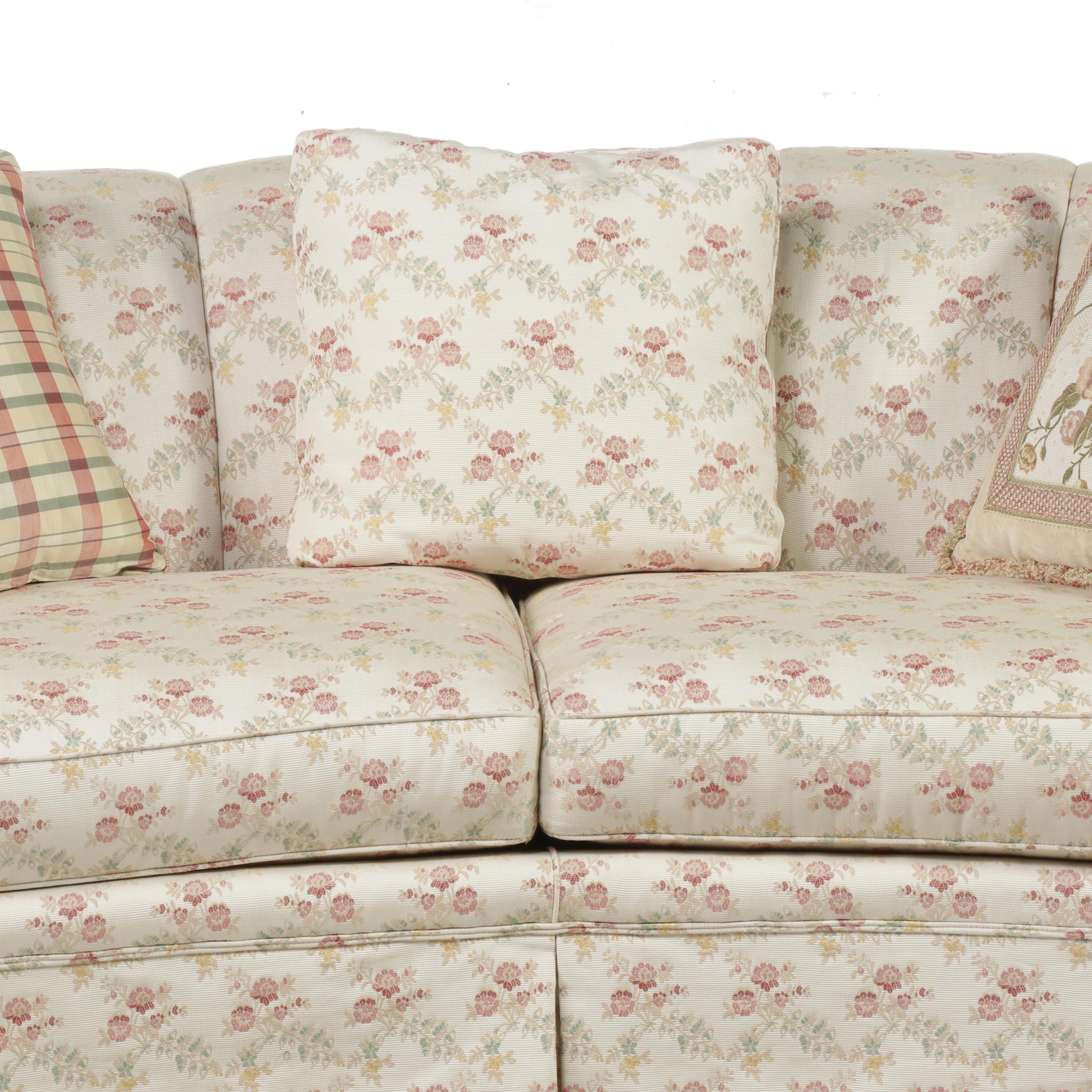 Custom Upholstered Channel-Back Sofa with Pillows