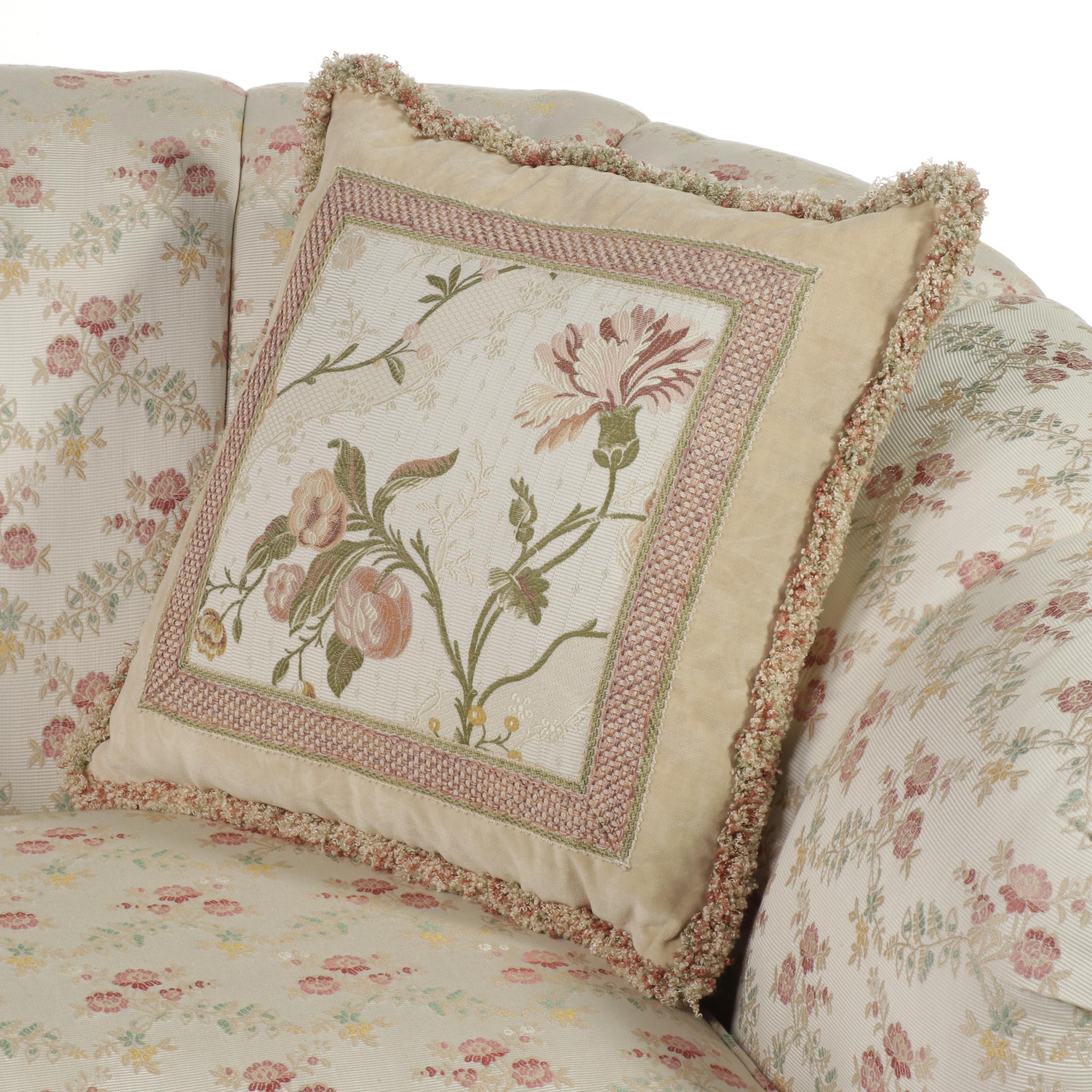 Custom Upholstered Channel-Back Sofa with Pillows