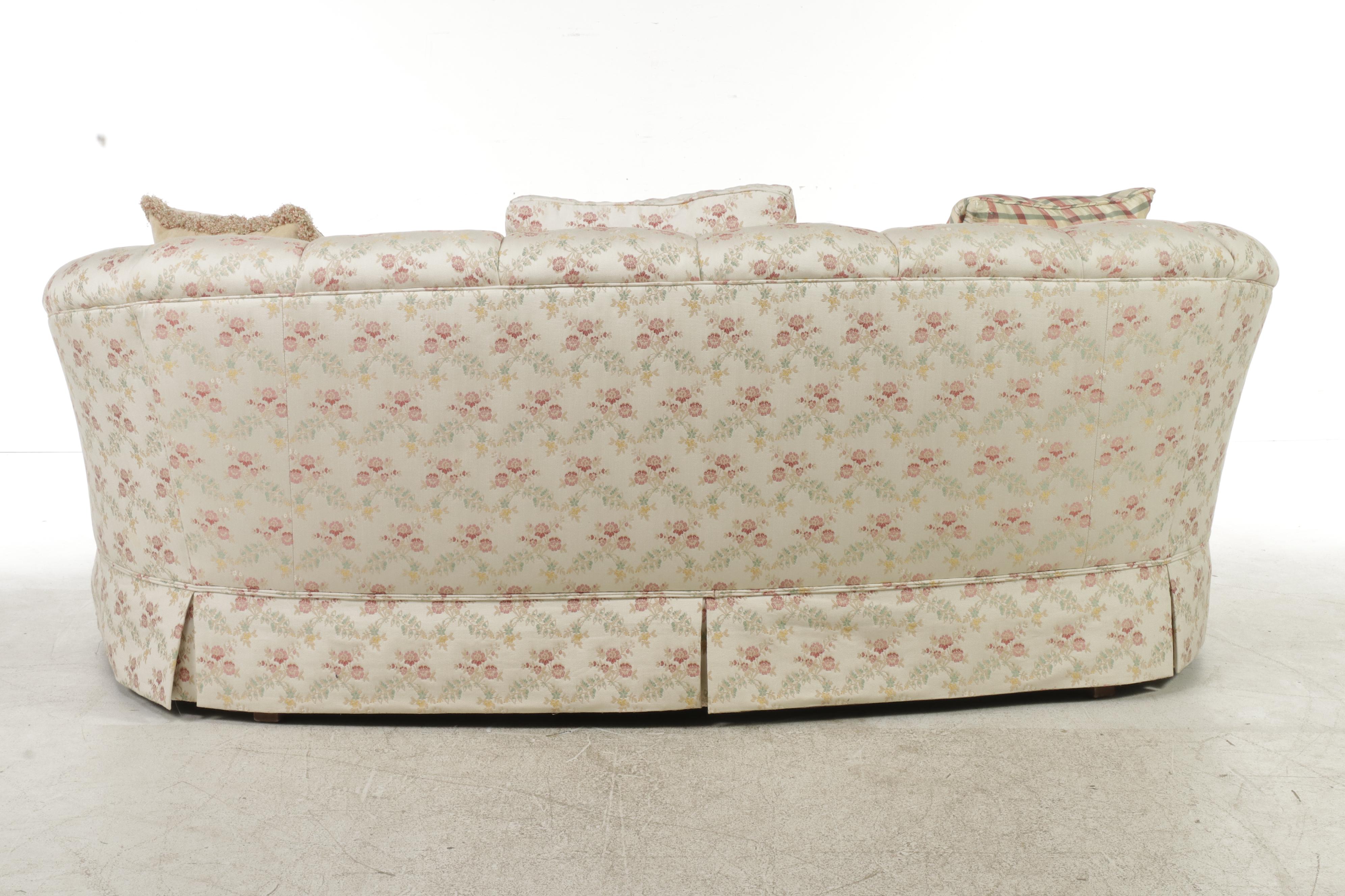 Custom Upholstered Channel-Back Sofa with Pillows