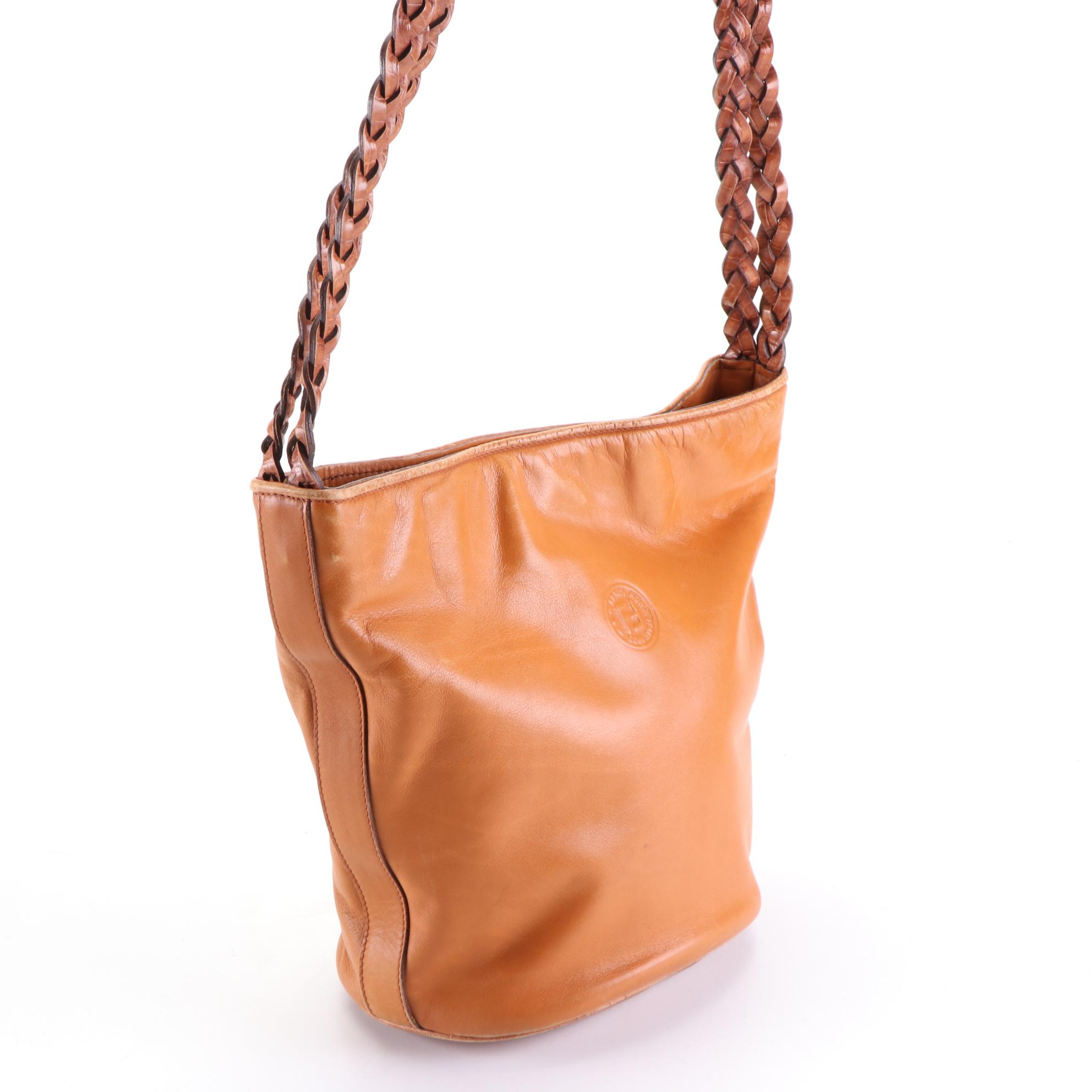 Fendi Braided Strap Crossbody Bag in Cognac Leather