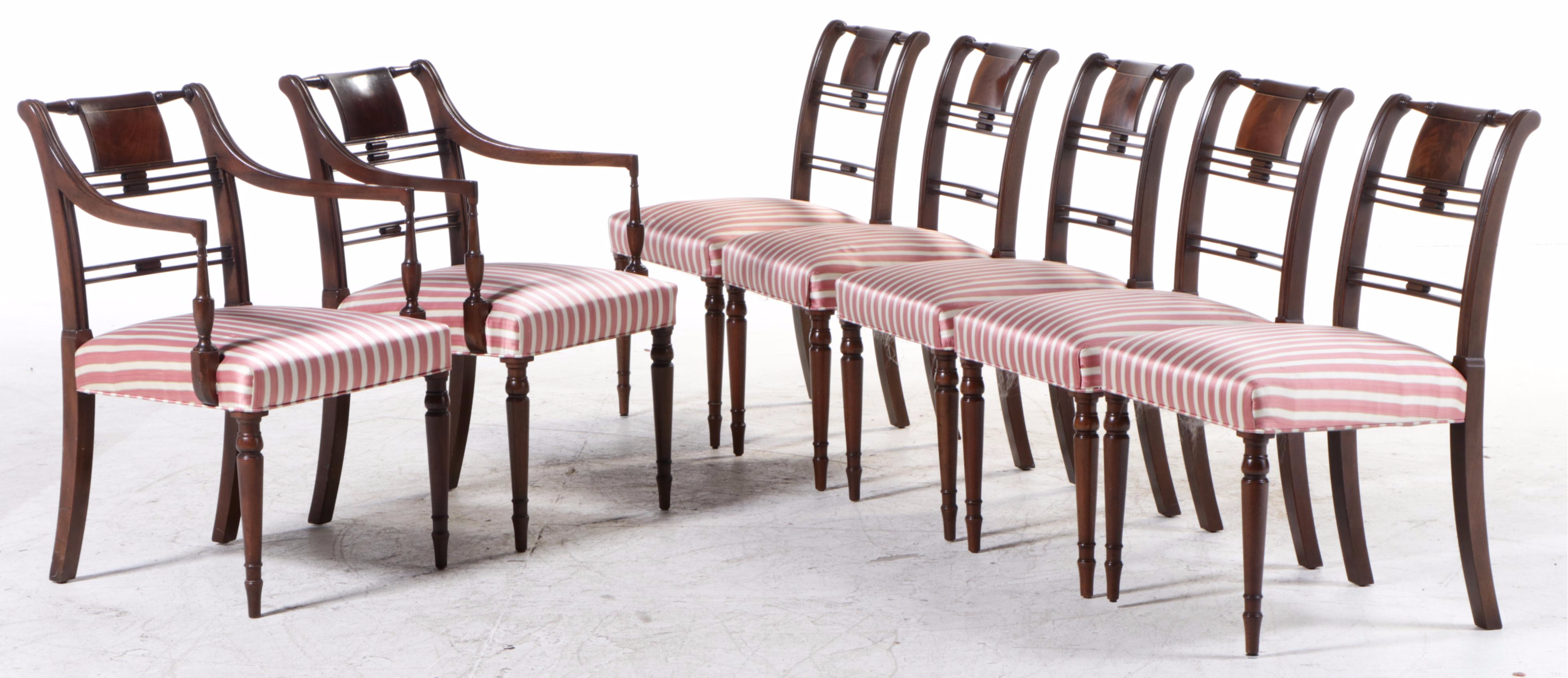 Kittinger Regency Style Mahogany Extension Dining Table and Seven Chairs
