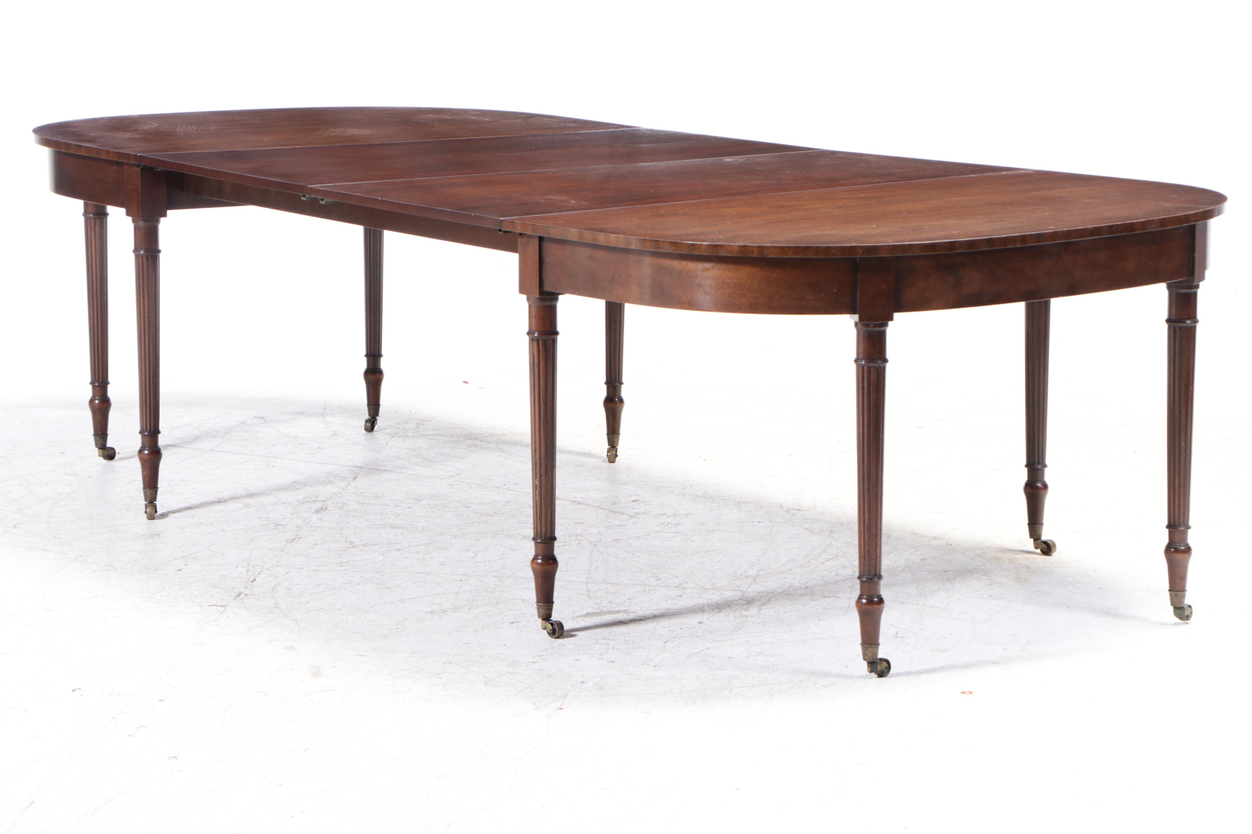 Kittinger Regency Style Mahogany Extension Dining Table and Seven Chairs