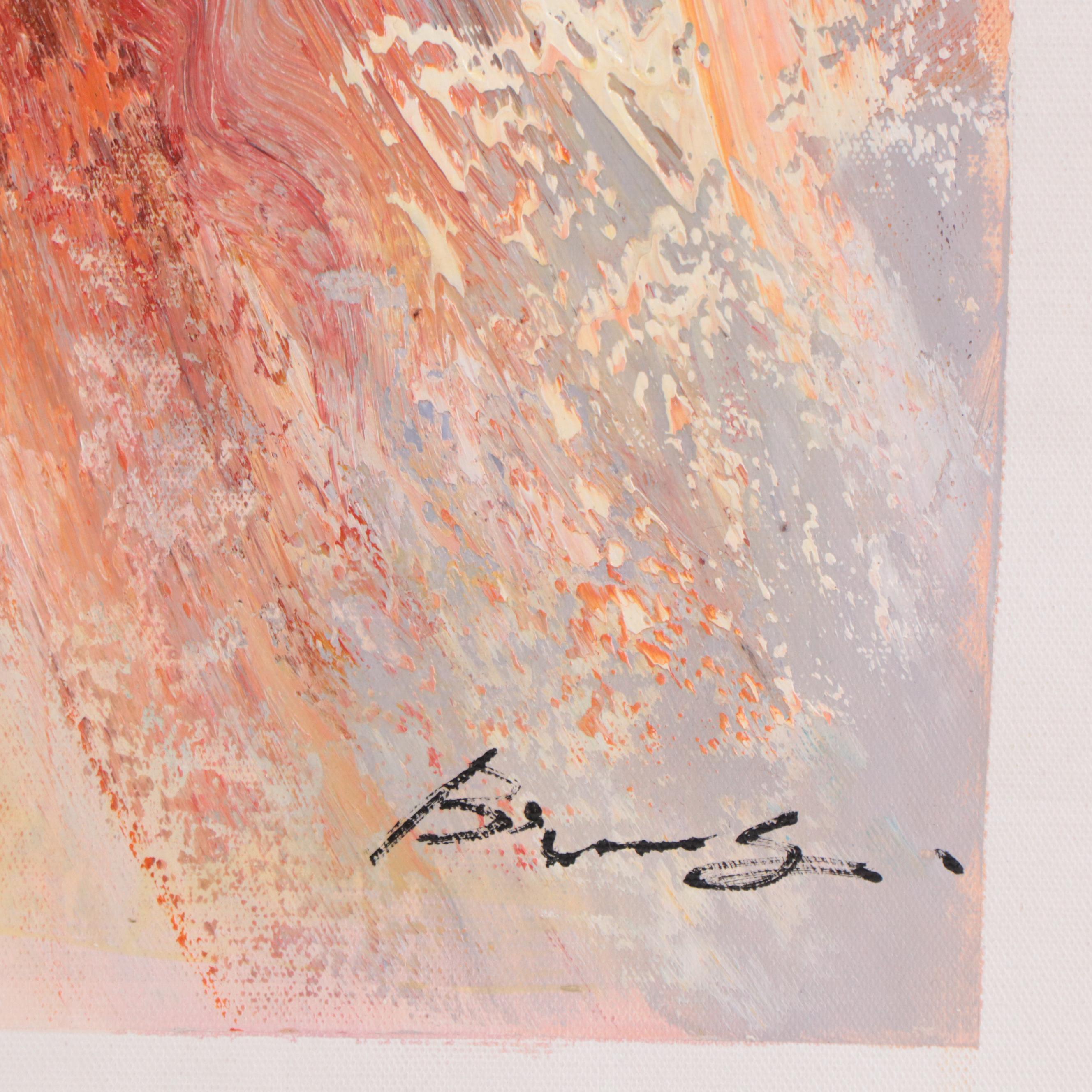 Bing Oil Painting of Standing Woman in Backless Dress