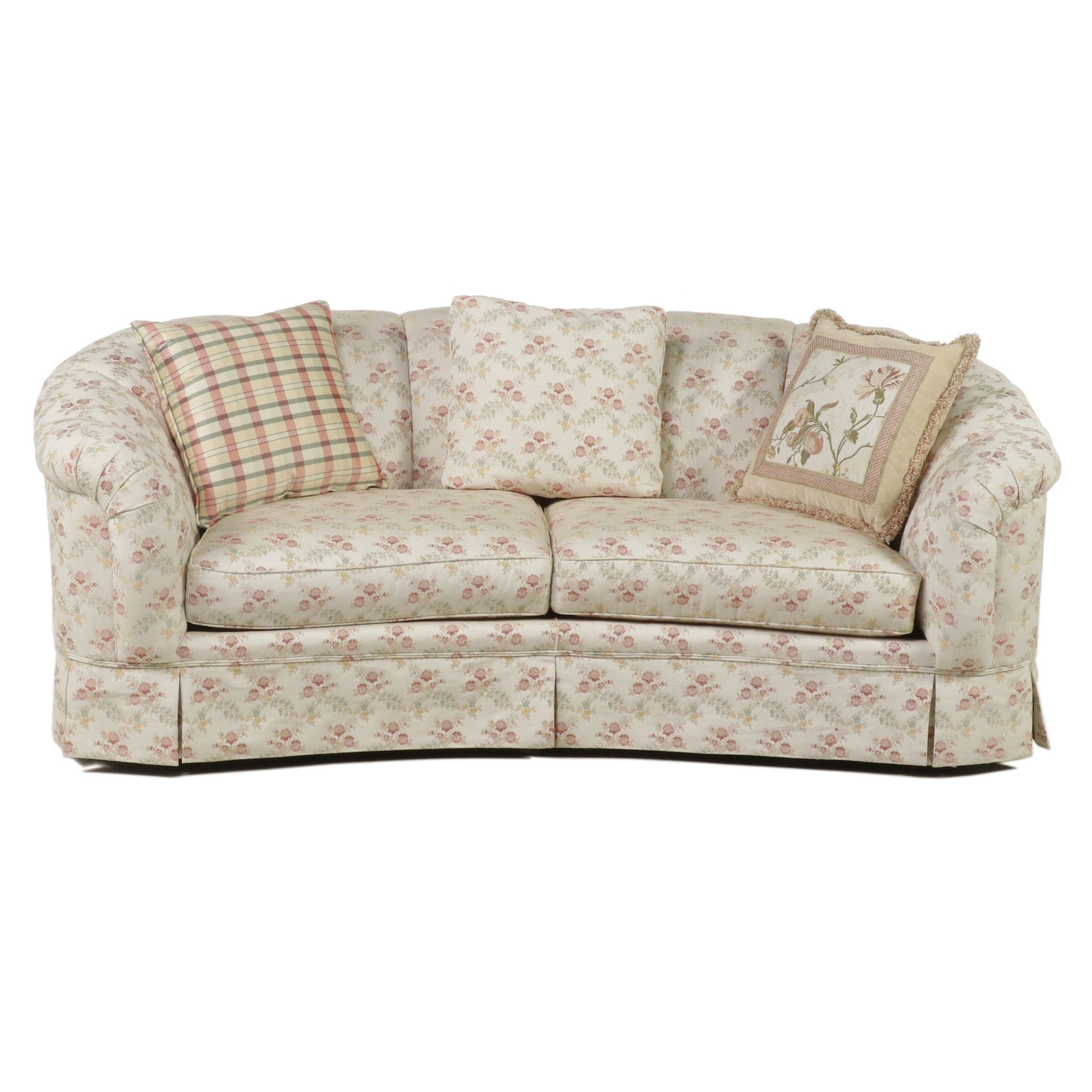 Custom Upholstered Channel-Back Sofa with Pillows