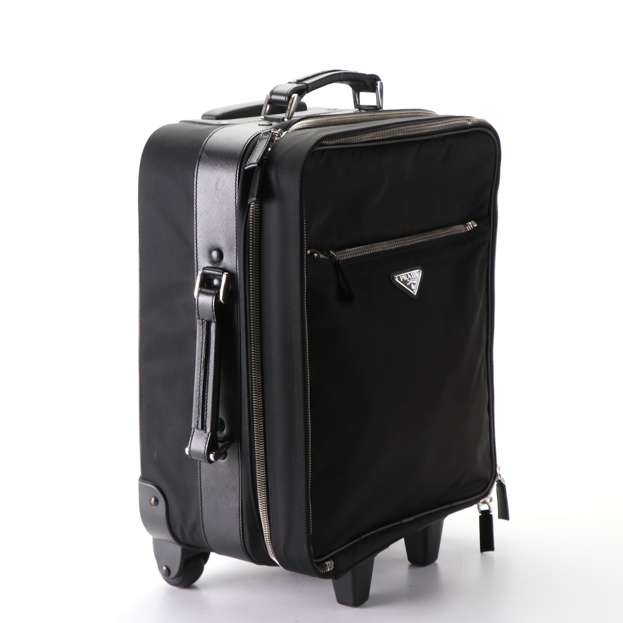 Prada Nylon and Saffiano Leather Carry-on Suitcase