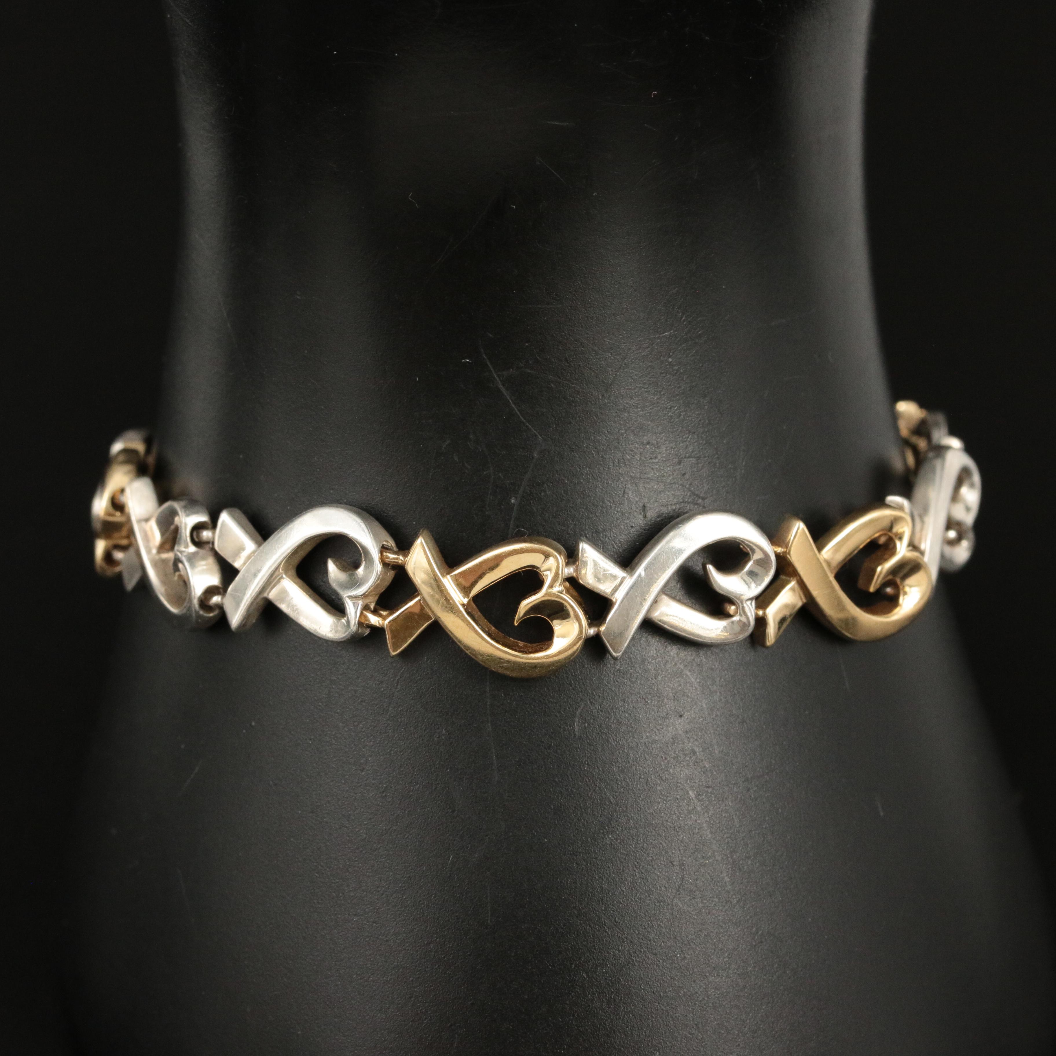 Paloma Picasso for Tiffany & Co. "Loving Hearts" 18K and Sterling Link Bracelet