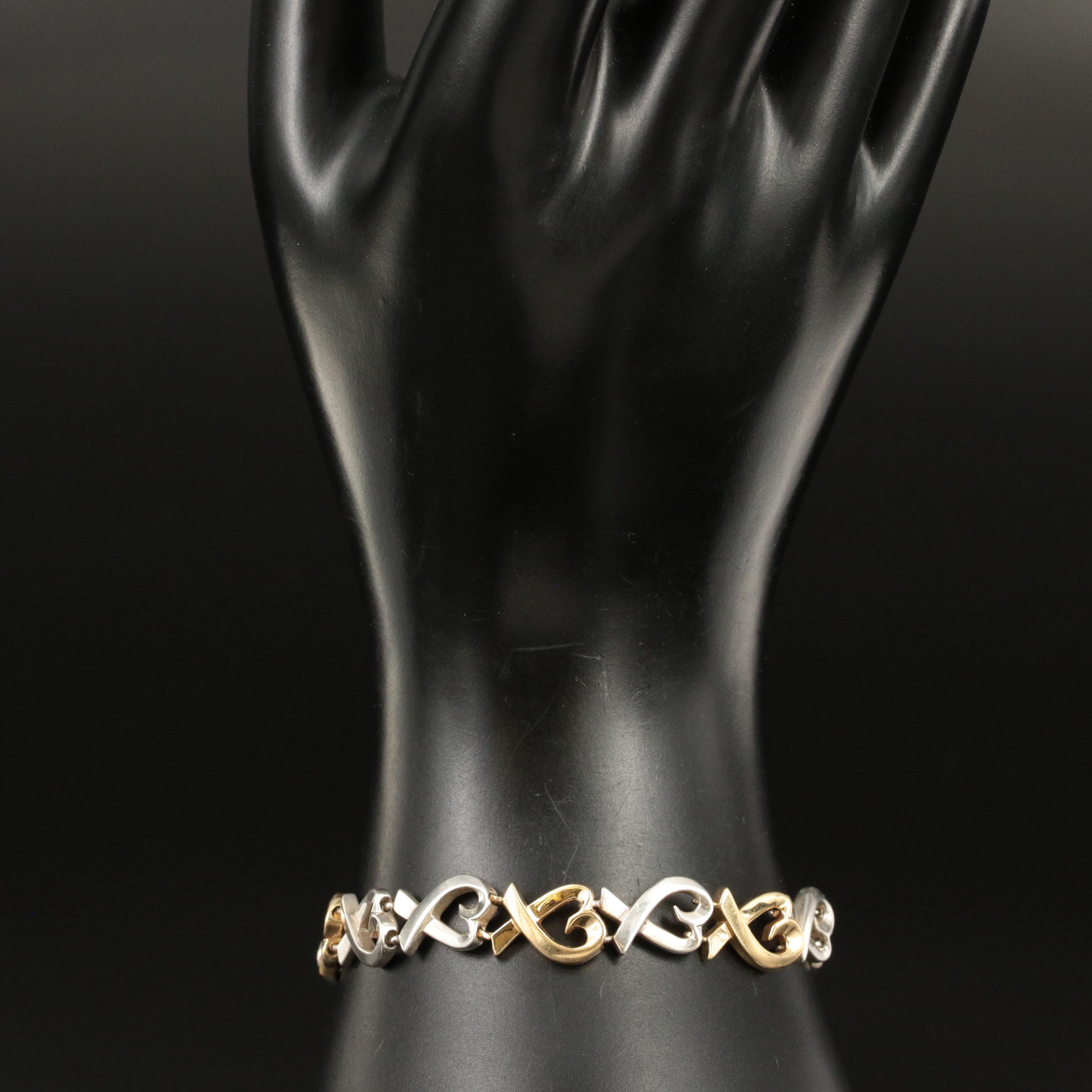 Paloma Picasso for Tiffany & Co. "Loving Hearts" 18K and Sterling Link Bracelet