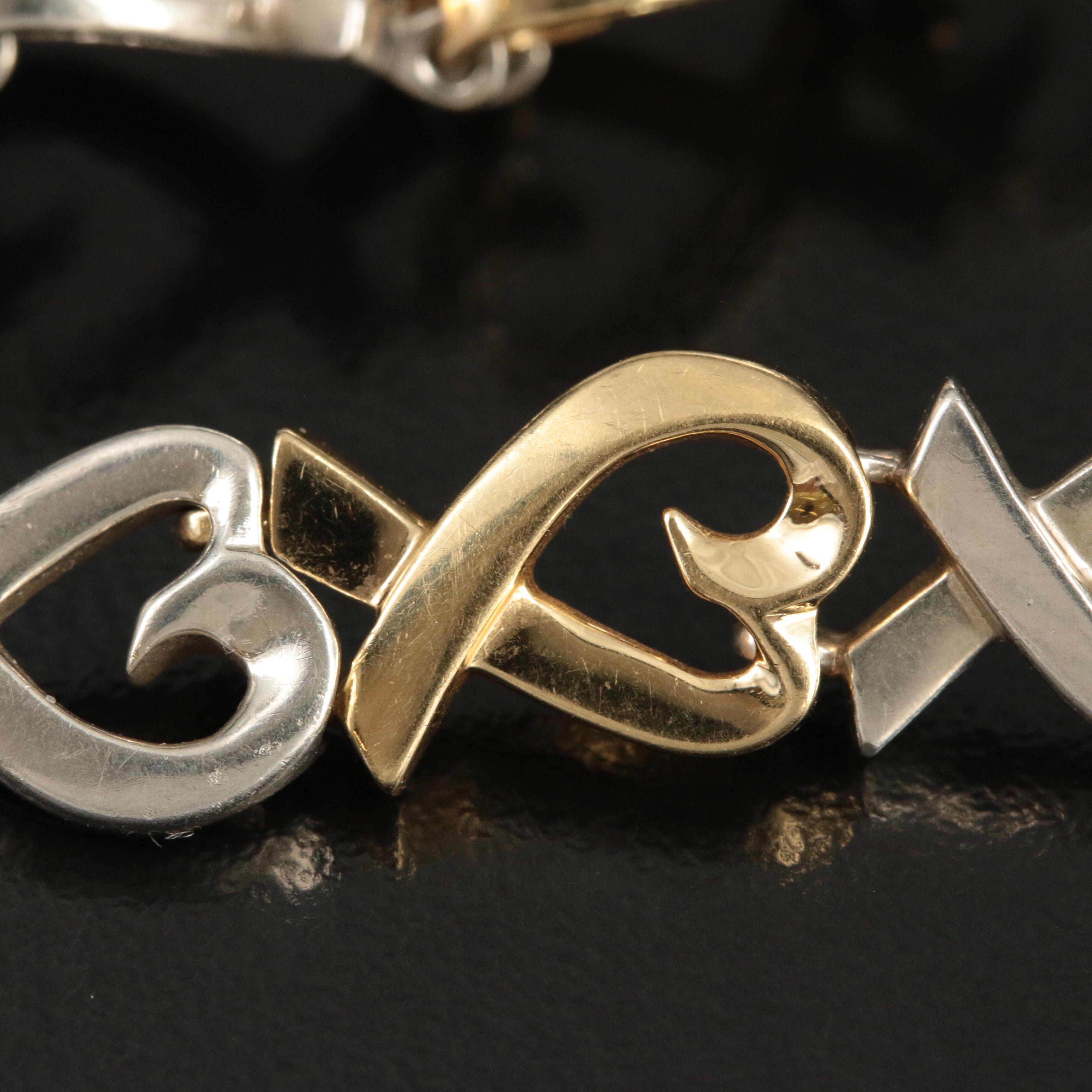 Paloma Picasso for Tiffany & Co. "Loving Hearts" 18K and Sterling Link Bracelet