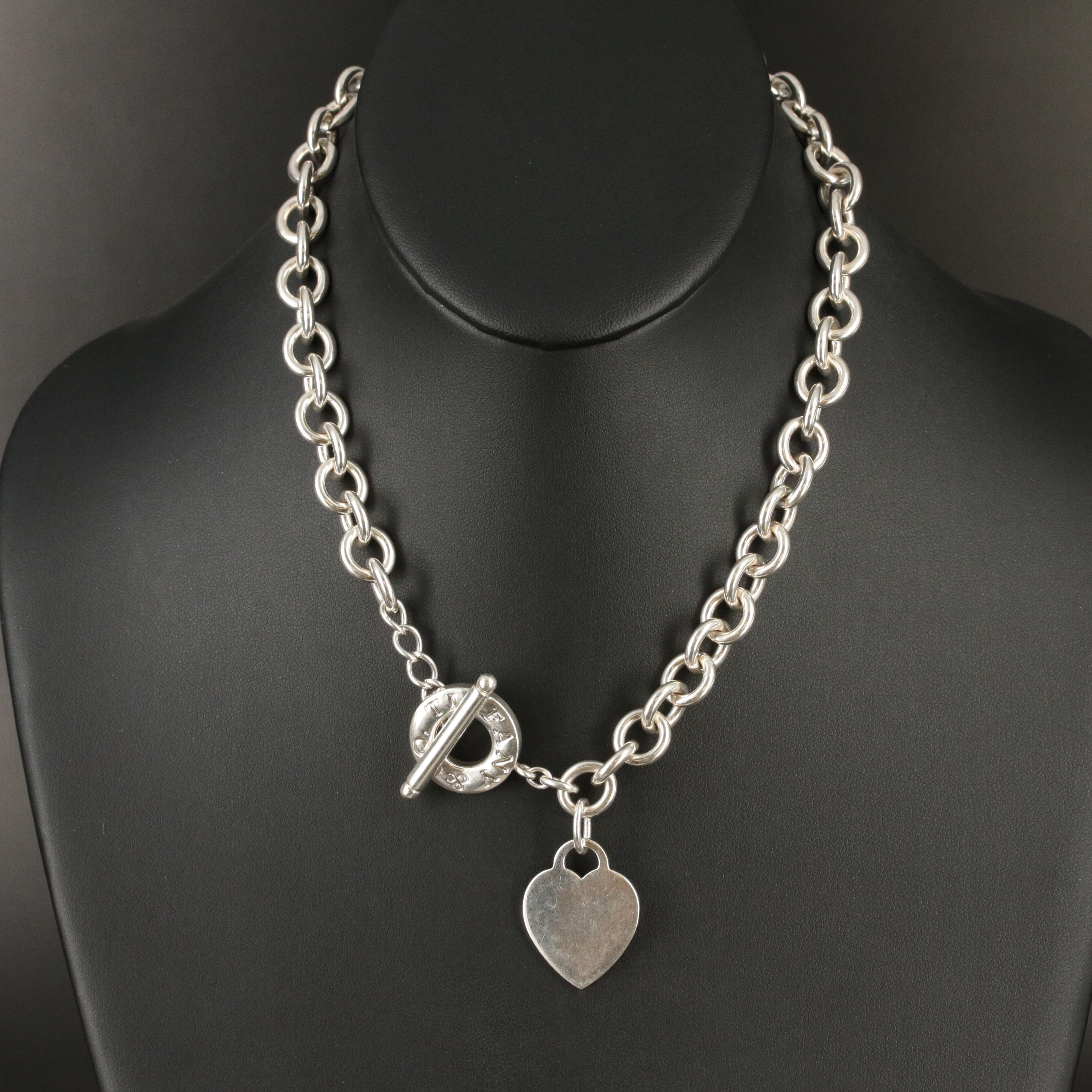 Tiffany & Co. Sterling Heart Tag Toggle Necklace