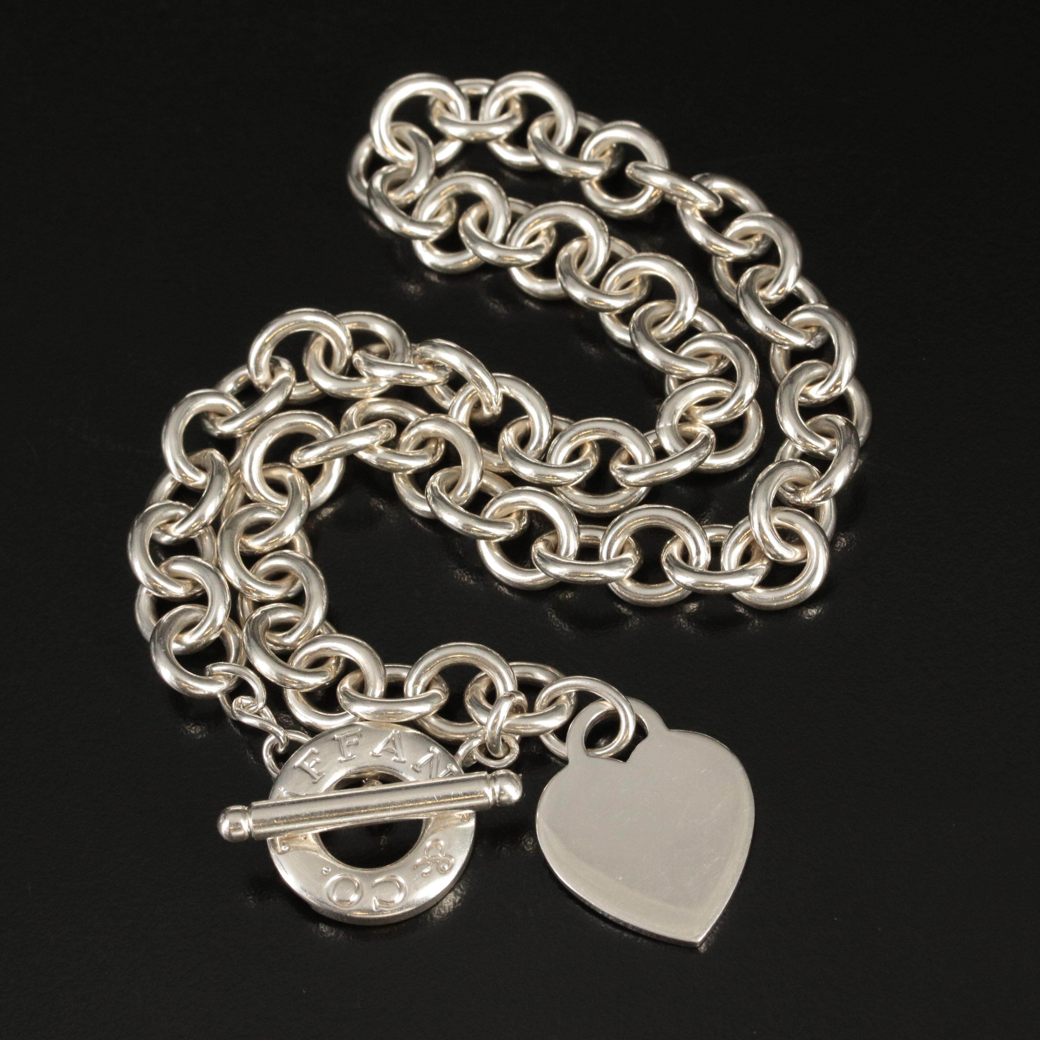 Tiffany & Co. Sterling Heart Tag Toggle Necklace