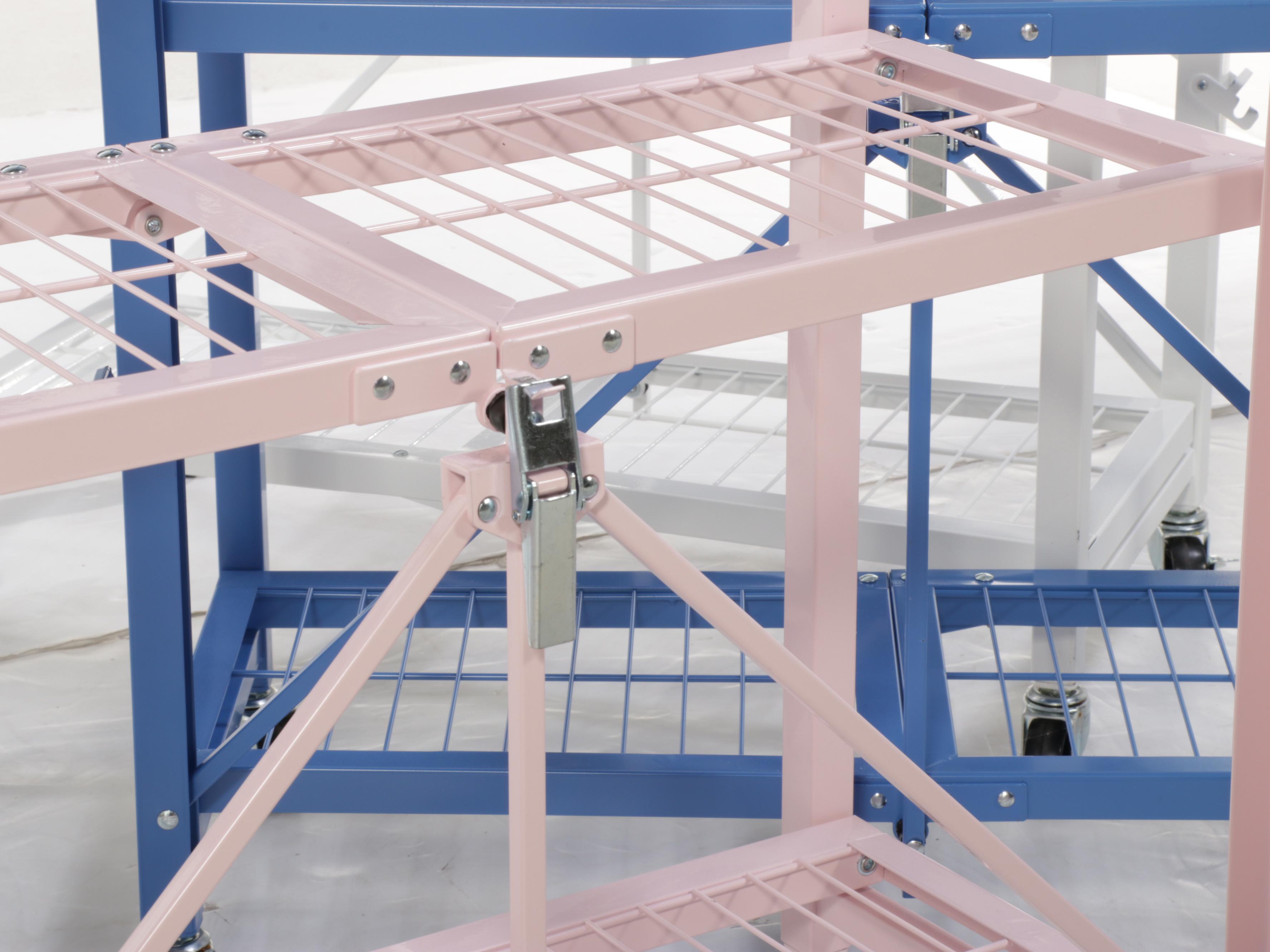 Origami Powder-Coated Wire Folding Racks on Casters